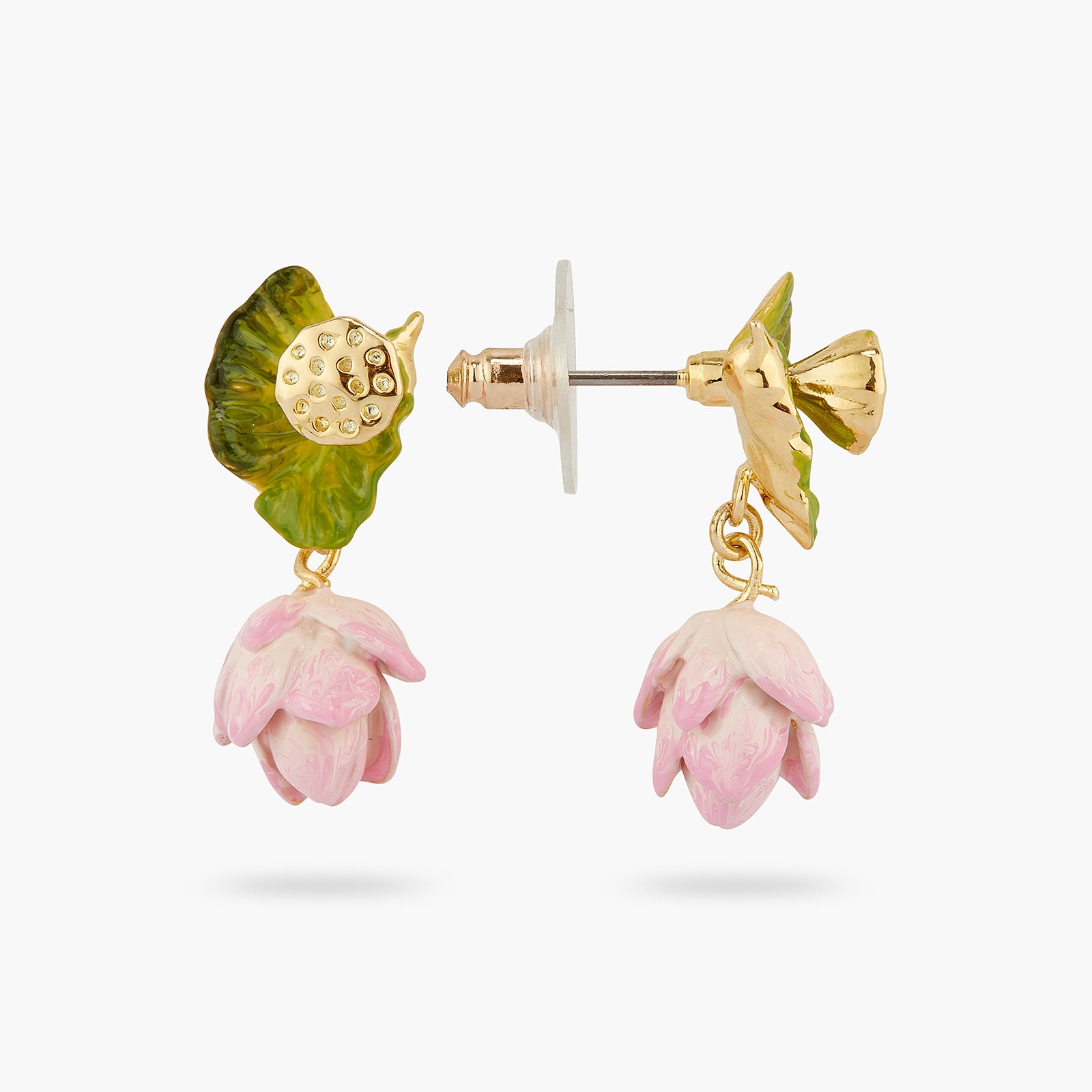 Lotus flower and water lily post earrings