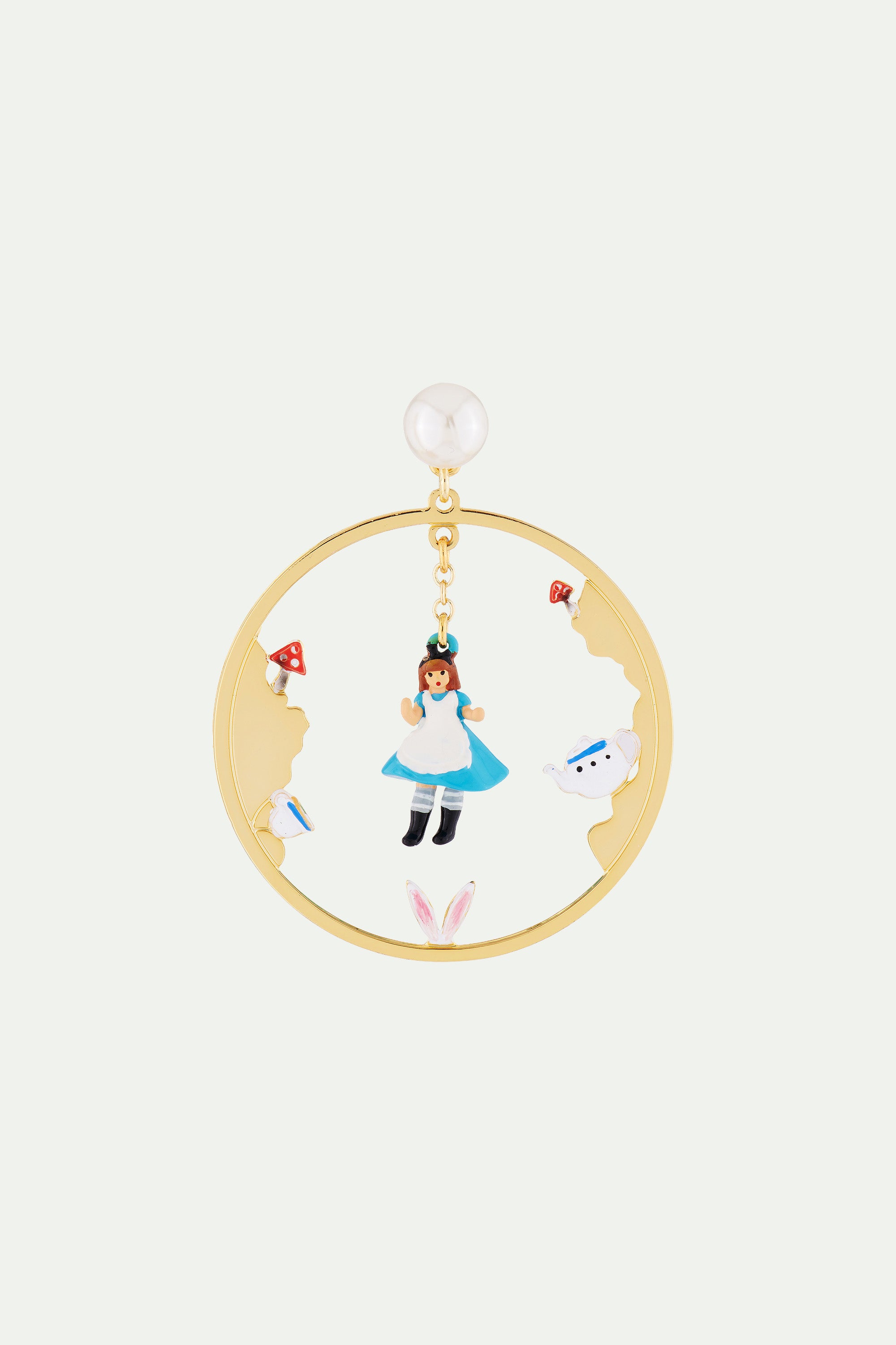 Alice in the White Rabbit's Burrow Stud Creoles