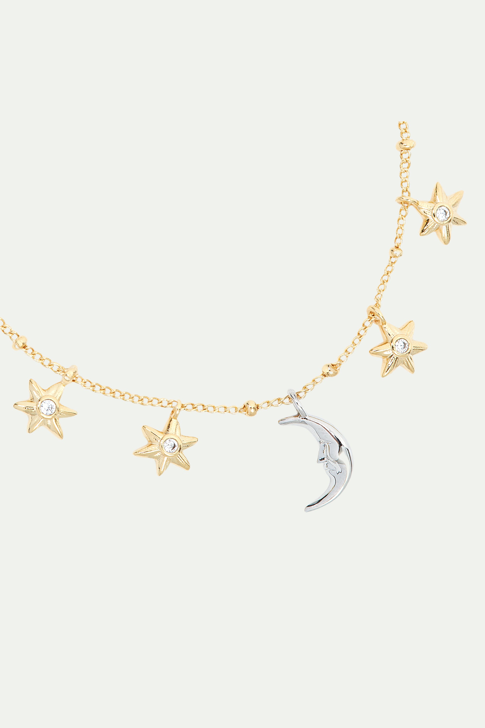 Stars and moon fine charm bracelet