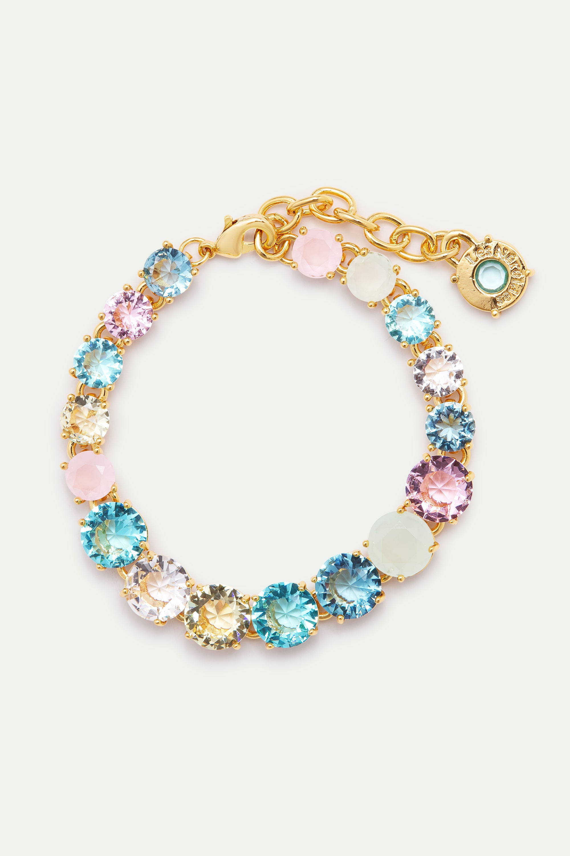 Single row Diamantine bracelet with acqua azzura stones