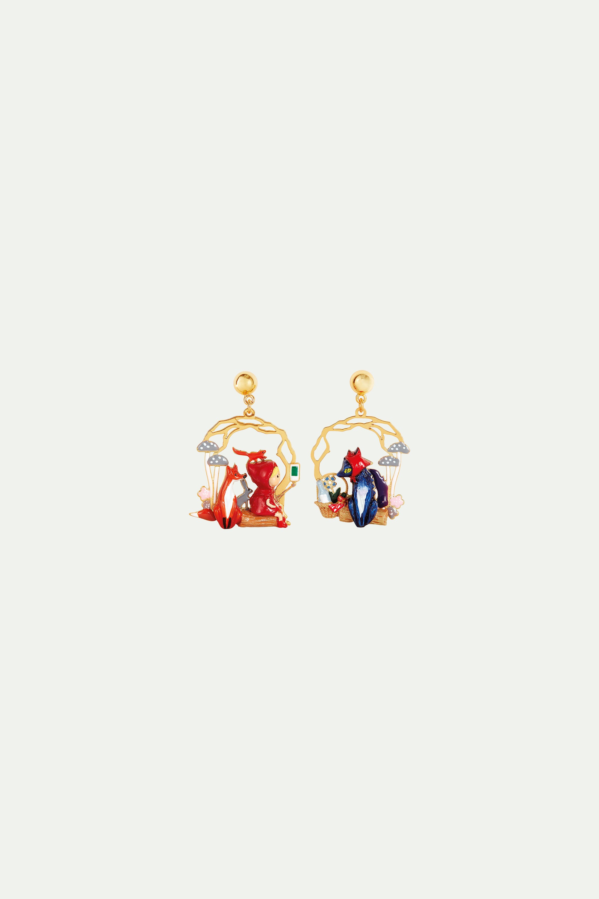 Little Red Riding Hood Picnic clip-on earrings