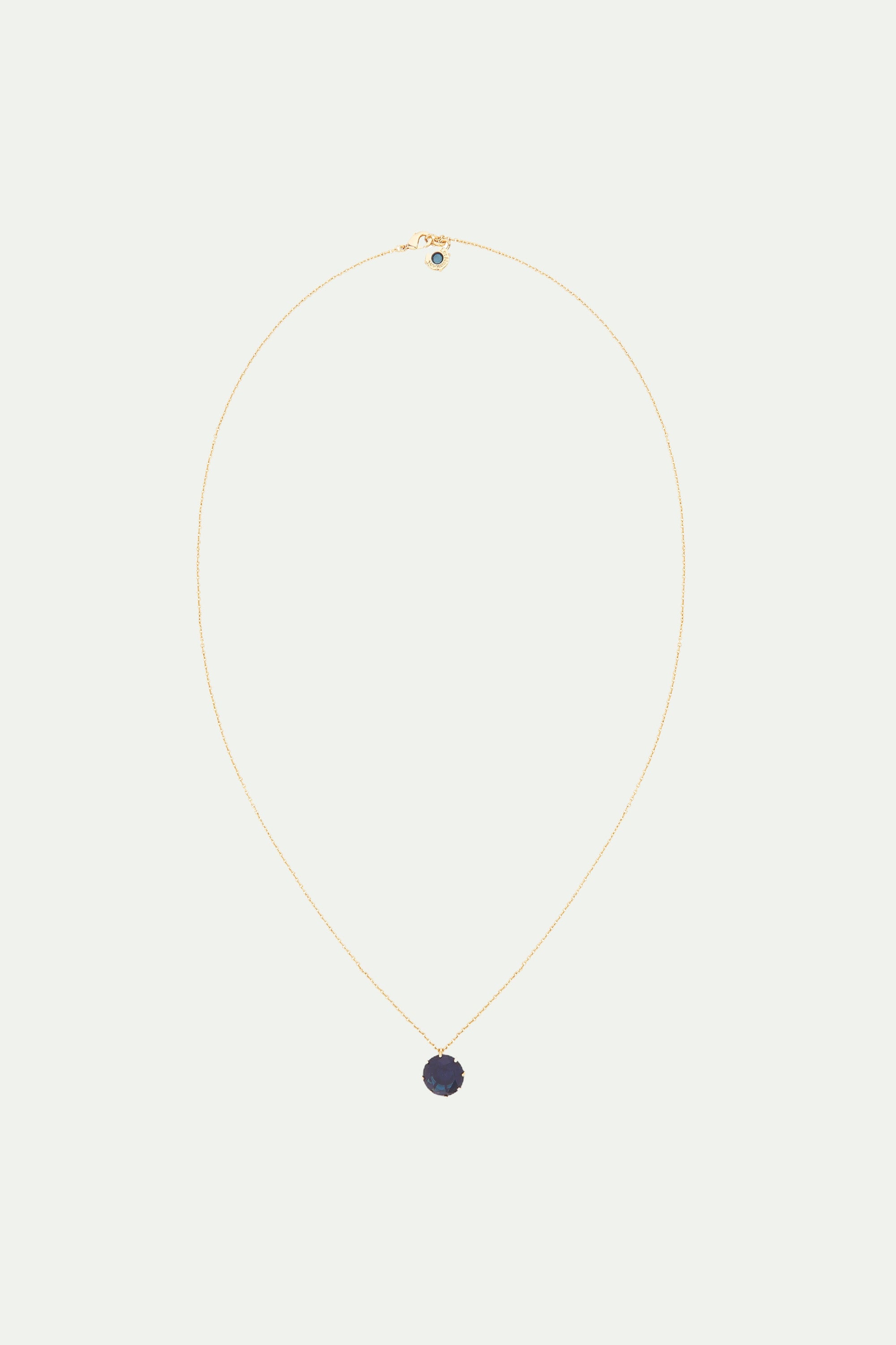 Ocean blue diamantine round stone long necklace