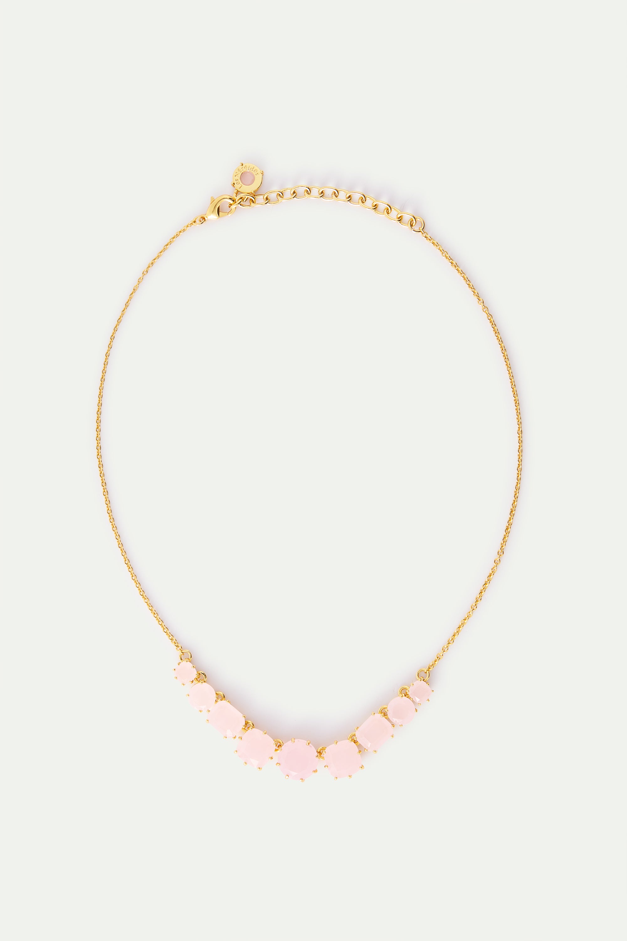 Fine Diamantine necklace with 9 light pink stones