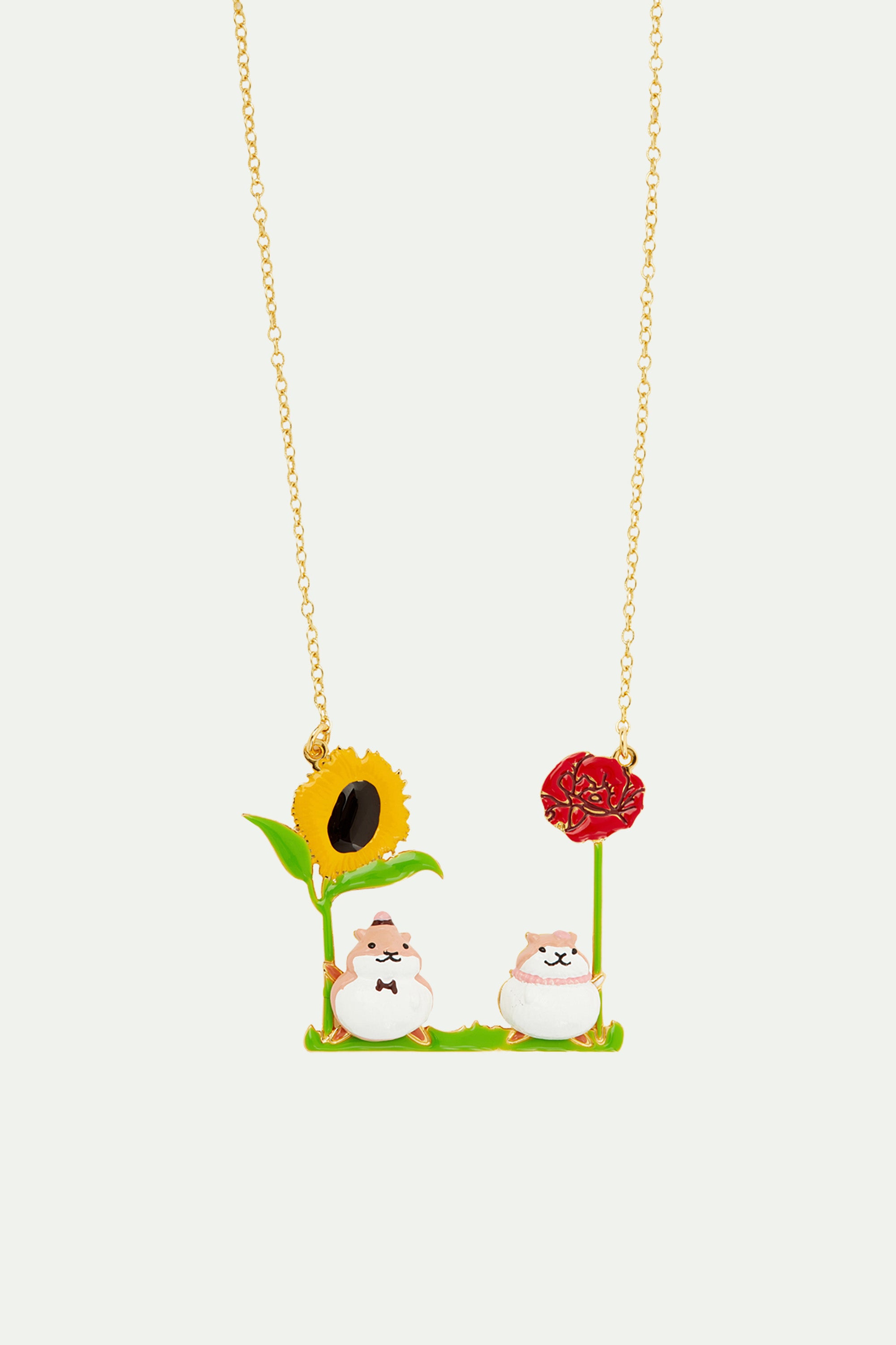 Hamster and flower statement necklace