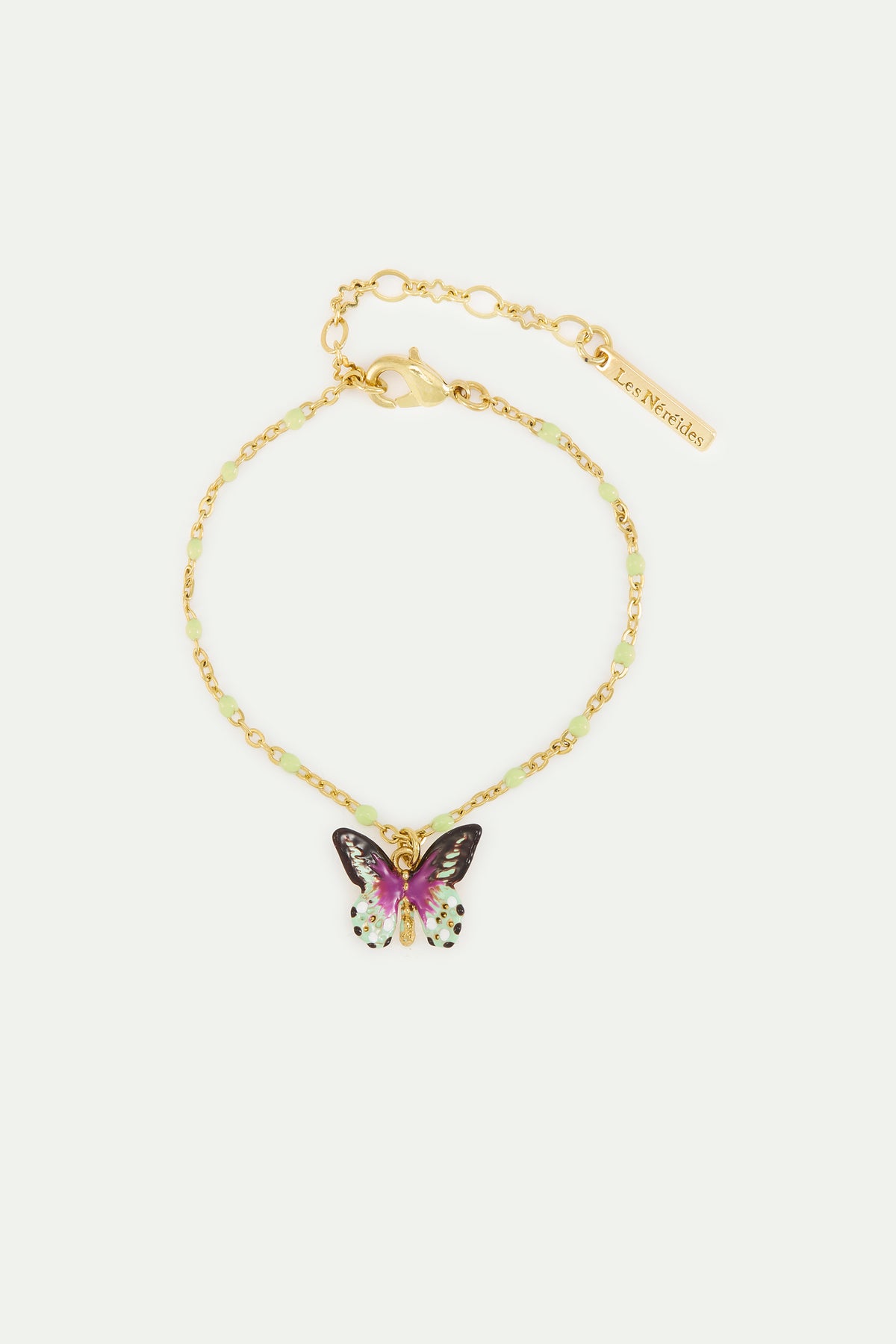 Green and purple butterfly bracelet