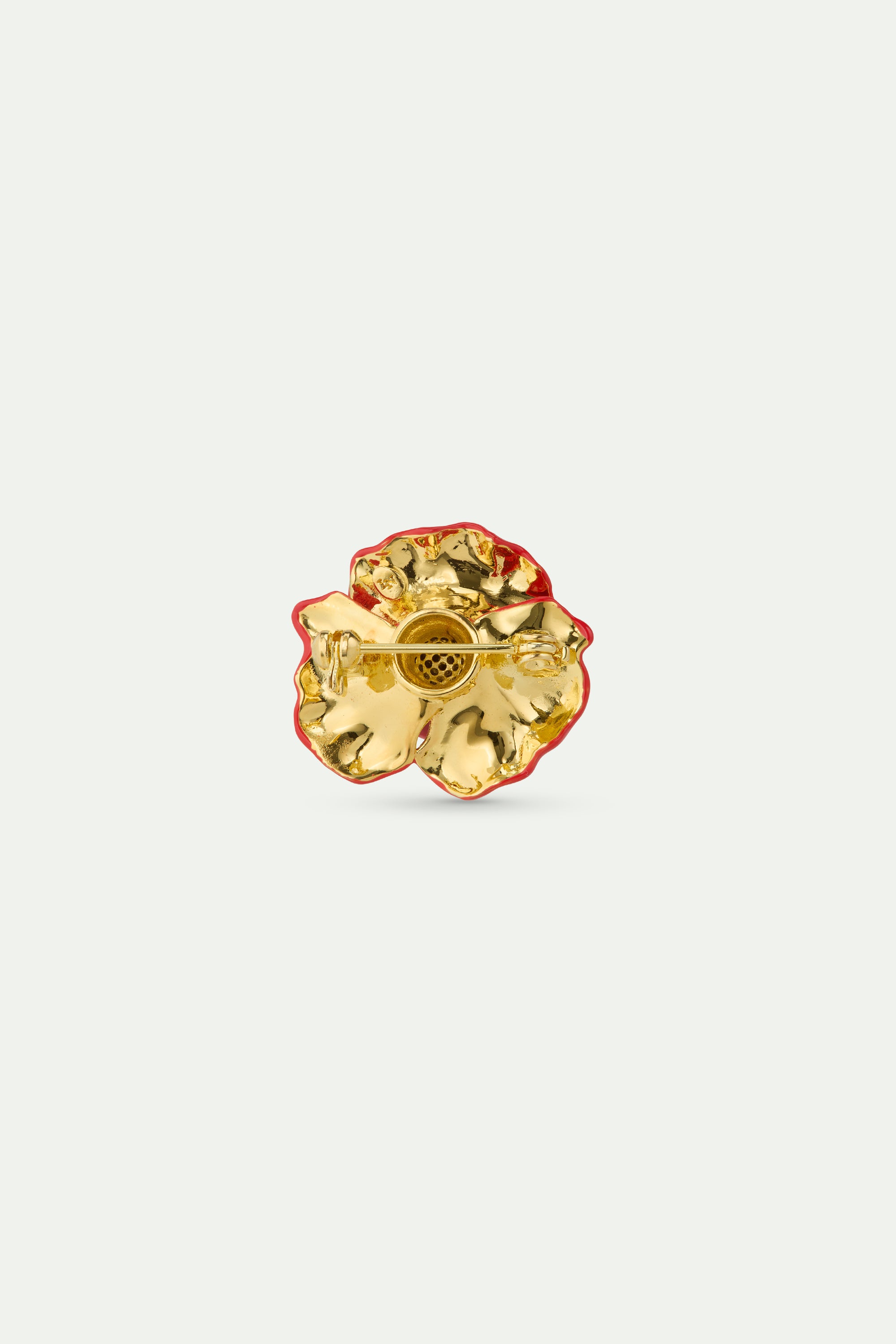 Red poppy and cubic zirconia brooch