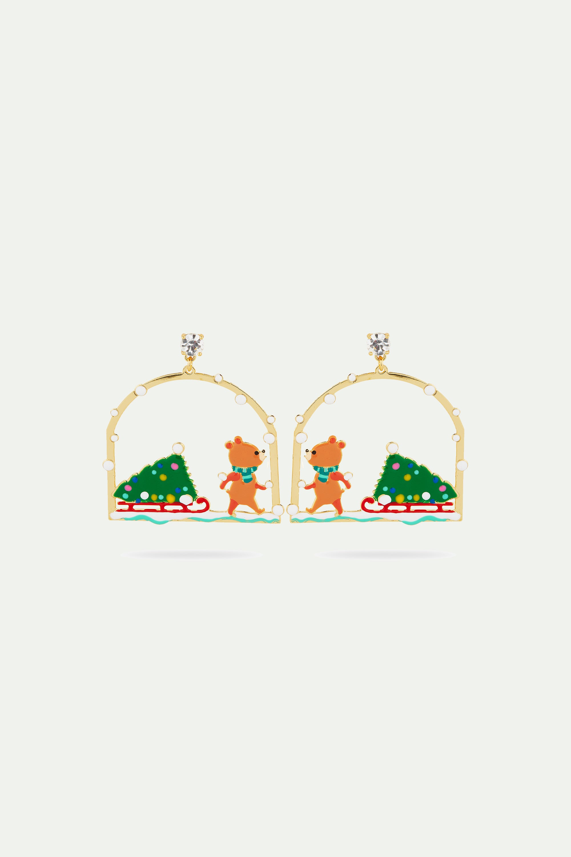 Christmas tree and cuddly bear post earrings