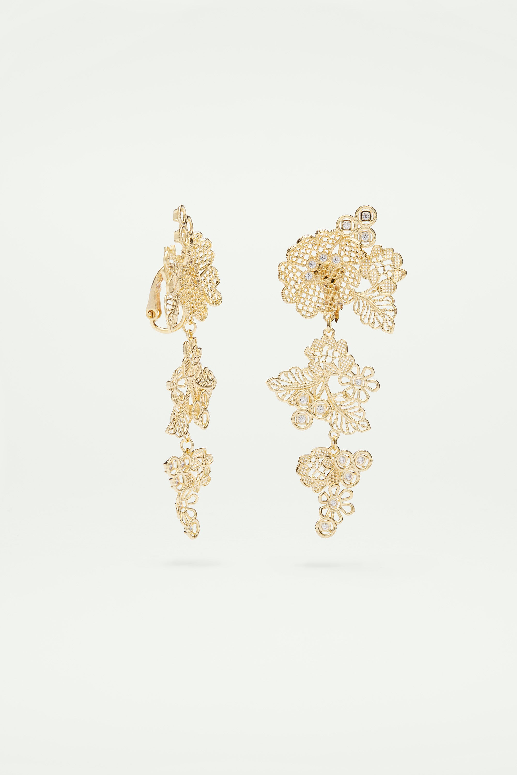 Gold thread clip-on earrings