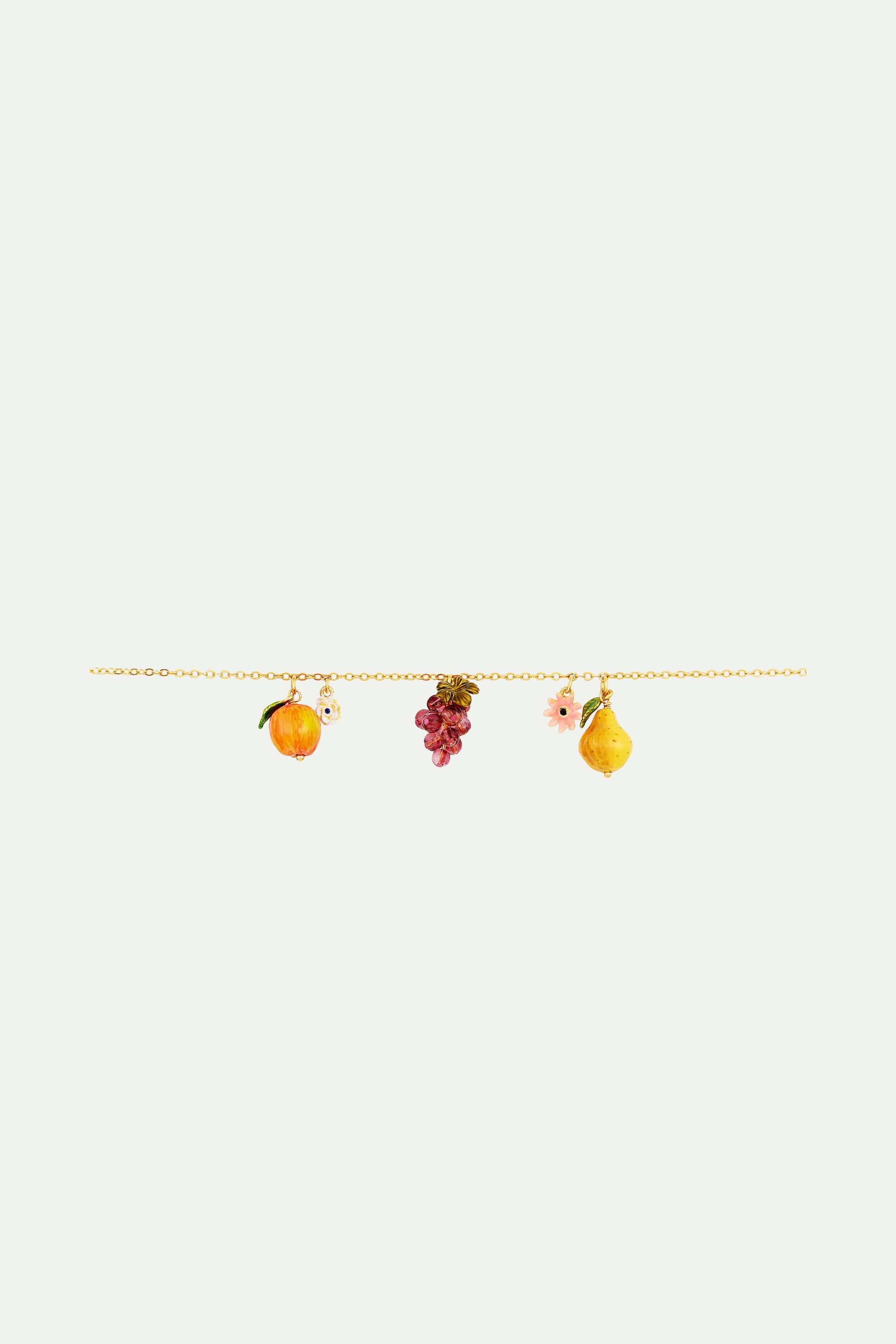 Romantic flowers and orchard fruits charm bracelet