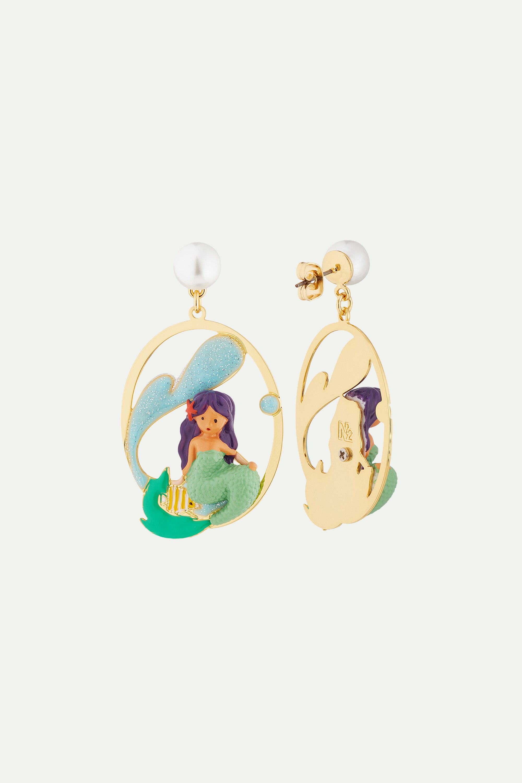 Mermaid and wave earrings