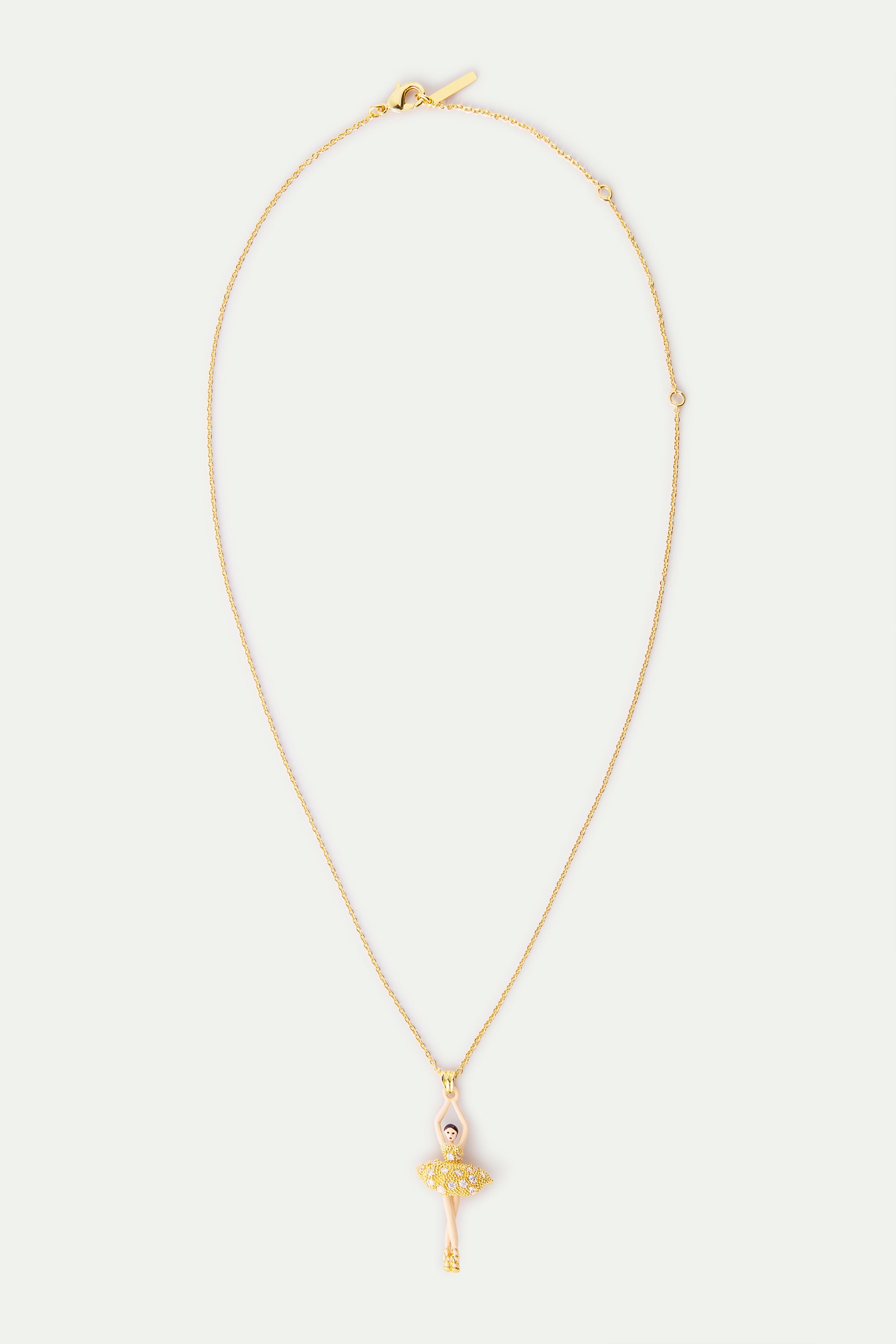 Ballerina necklace with gold beads and crystals