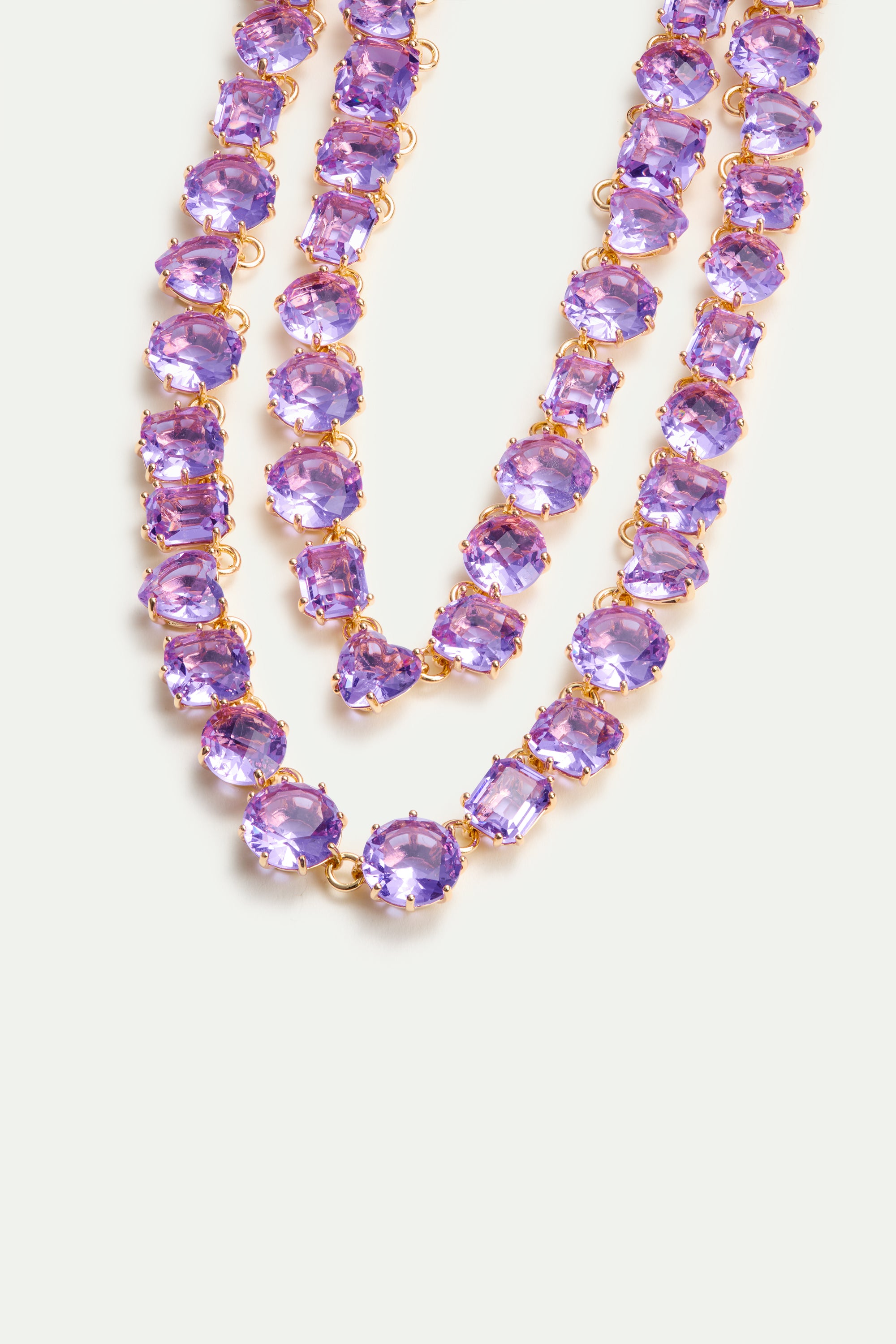 Lavender diamantine two row statement necklace