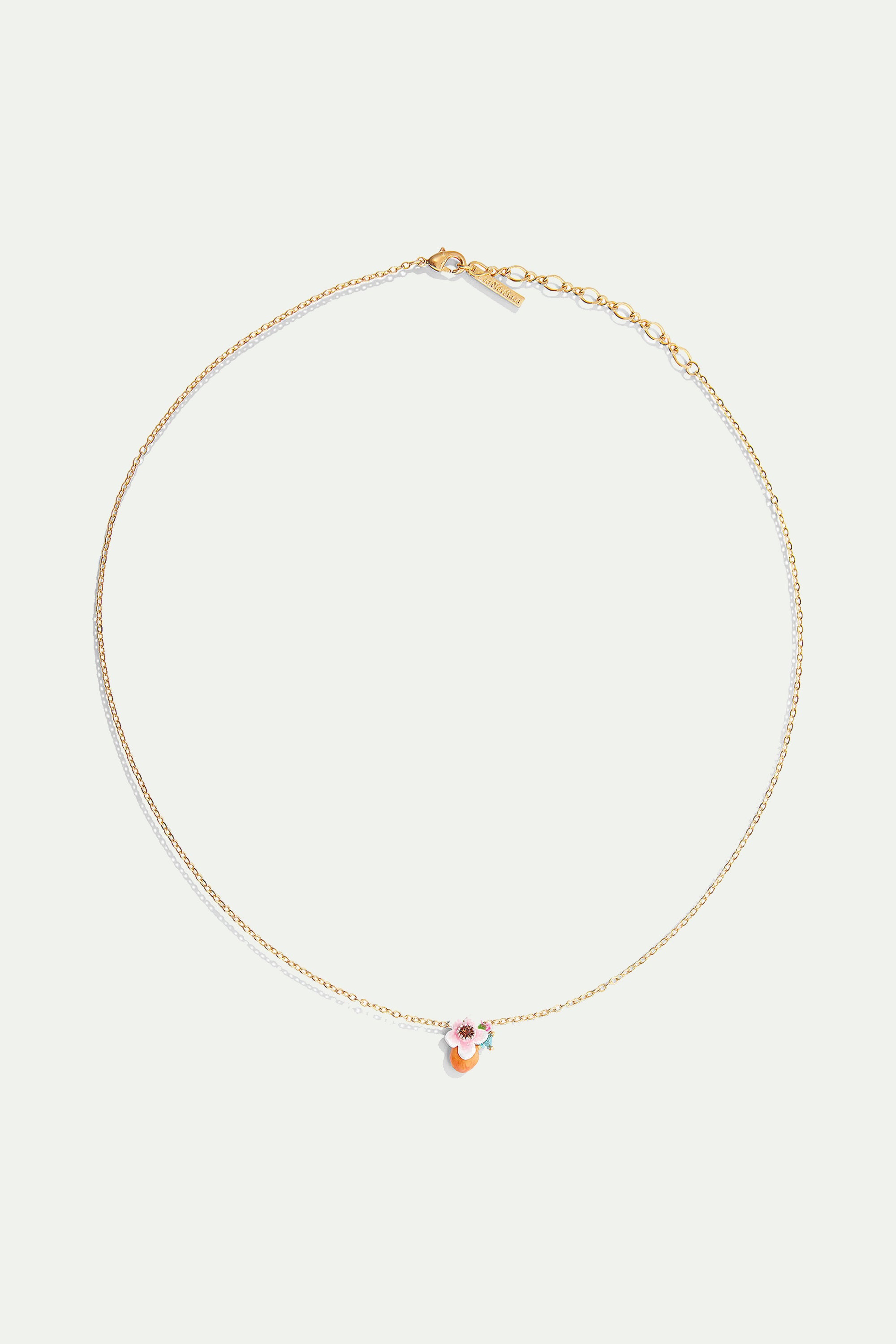 Apricot and flower pendant necklace