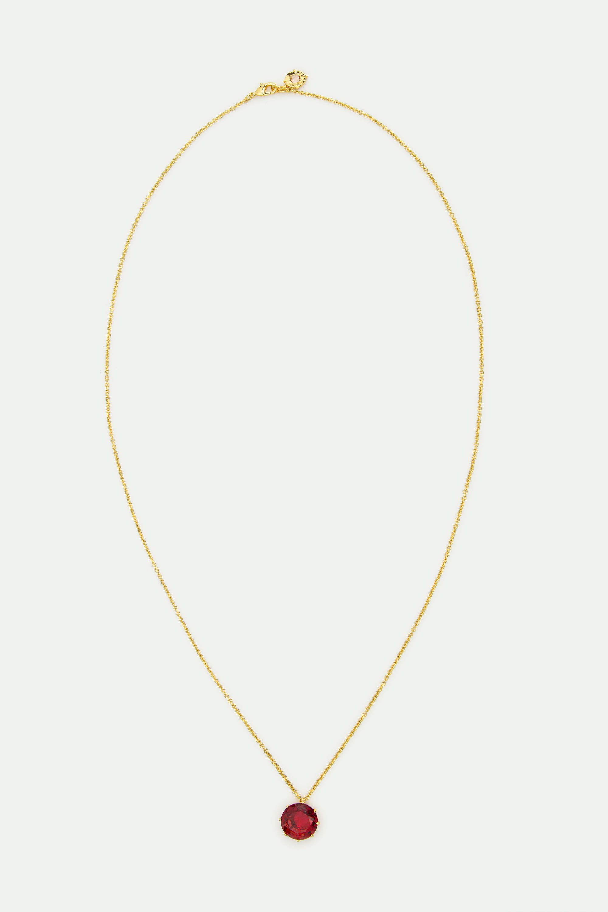 Fine necklace with dark pink round stone