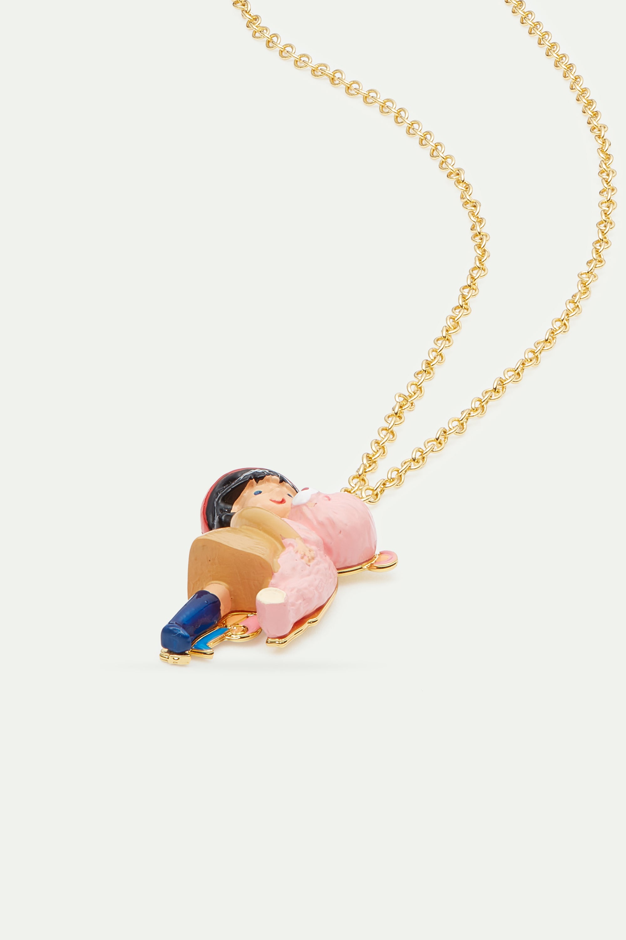 Little girl and teddy bear pendant necklace