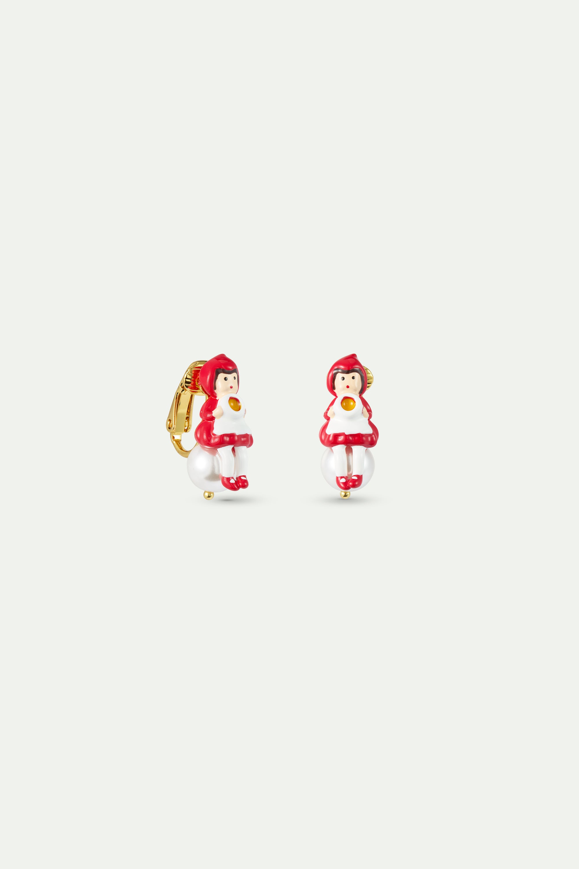 Little Red Riding Hood earrings, imitation pearl