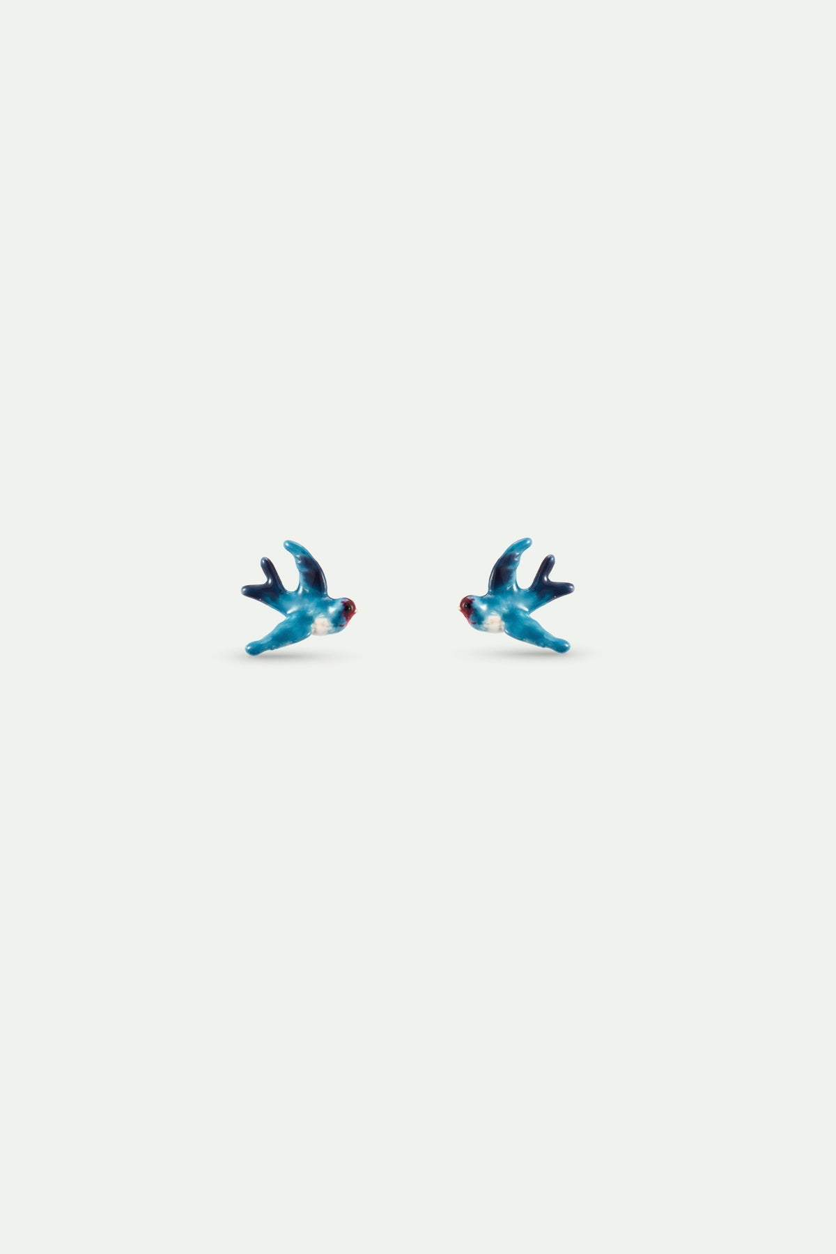 Blue swallow post earrings