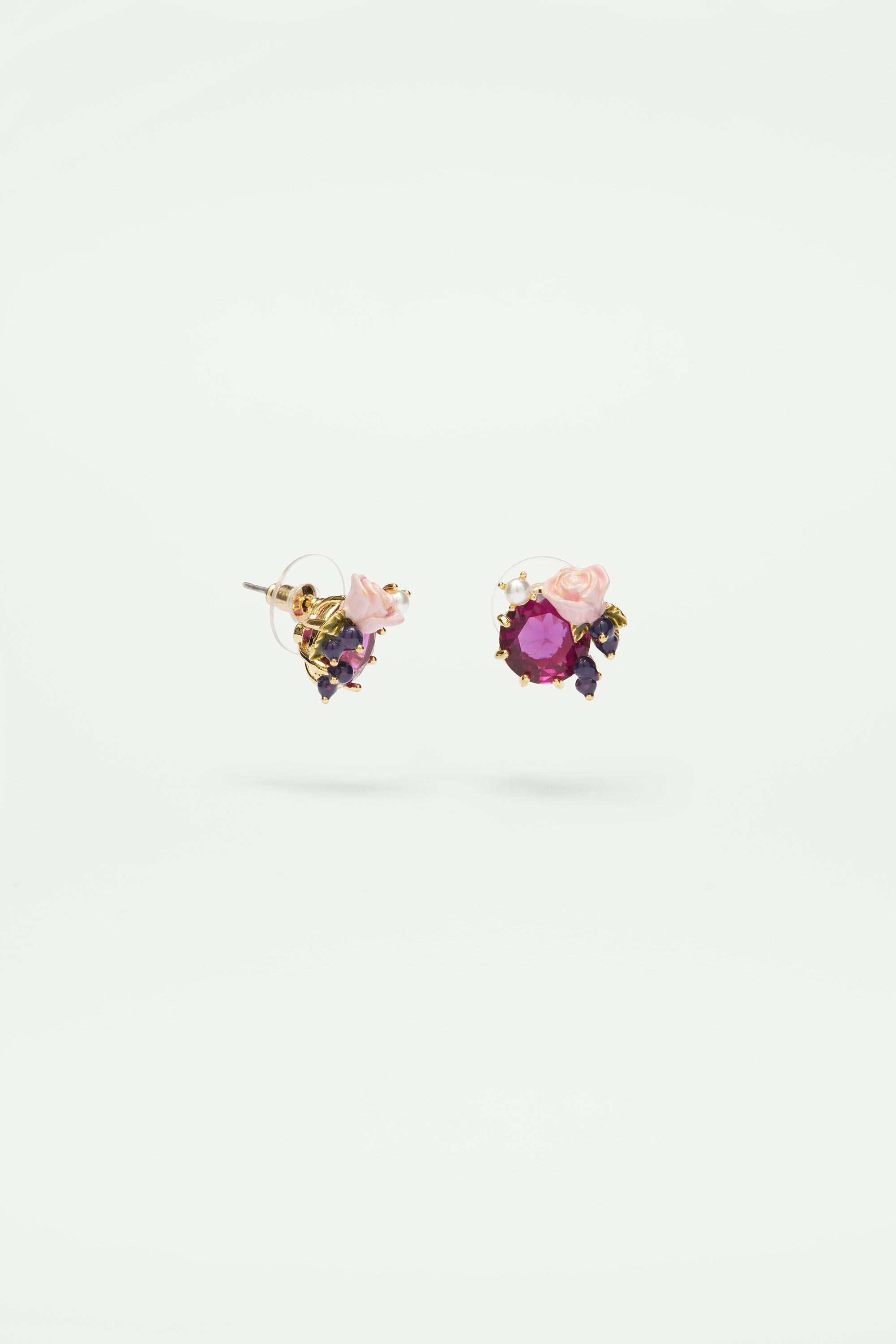 Roses and blackurrant berries clip-on earrings