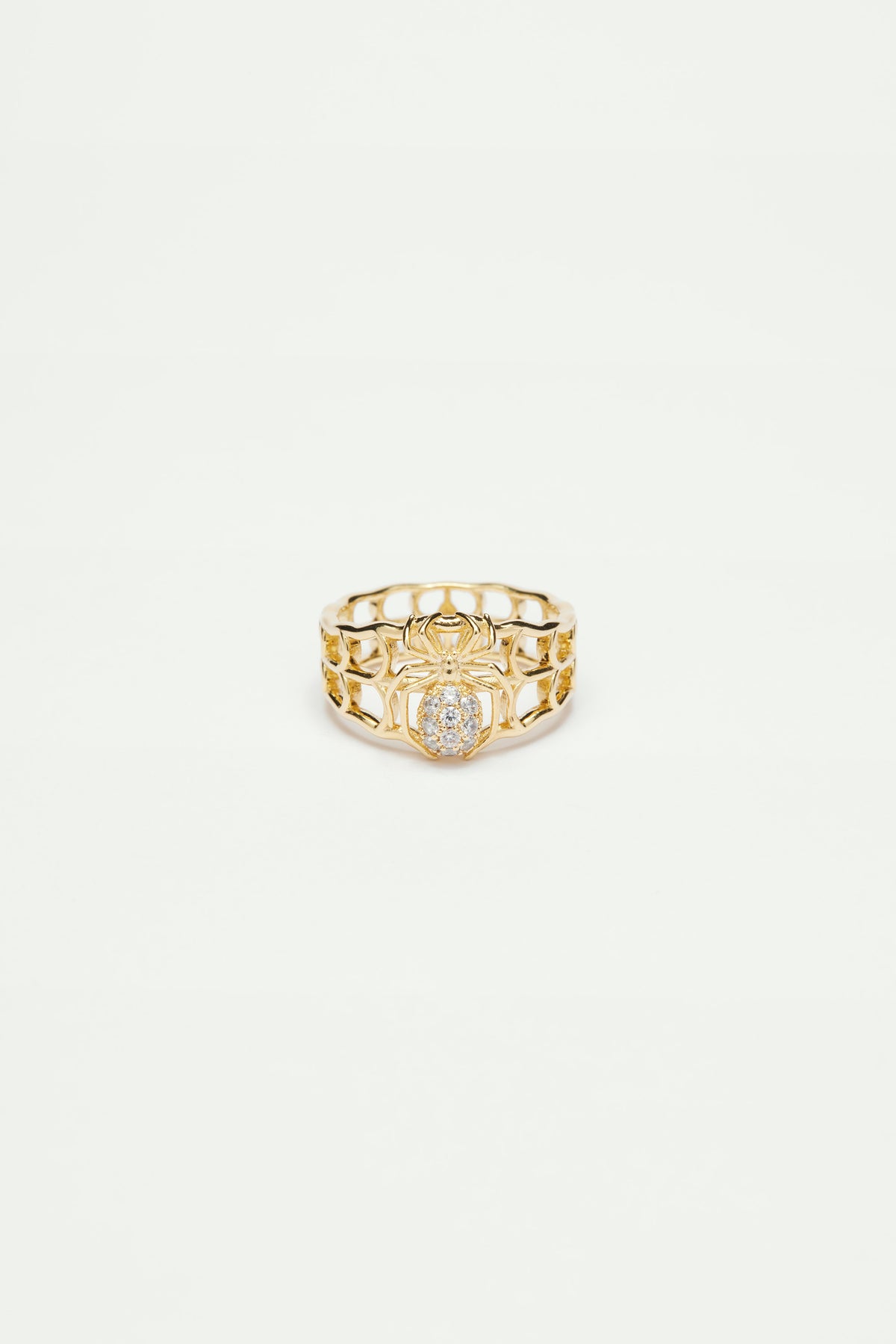 Openwork spider and crystal ring