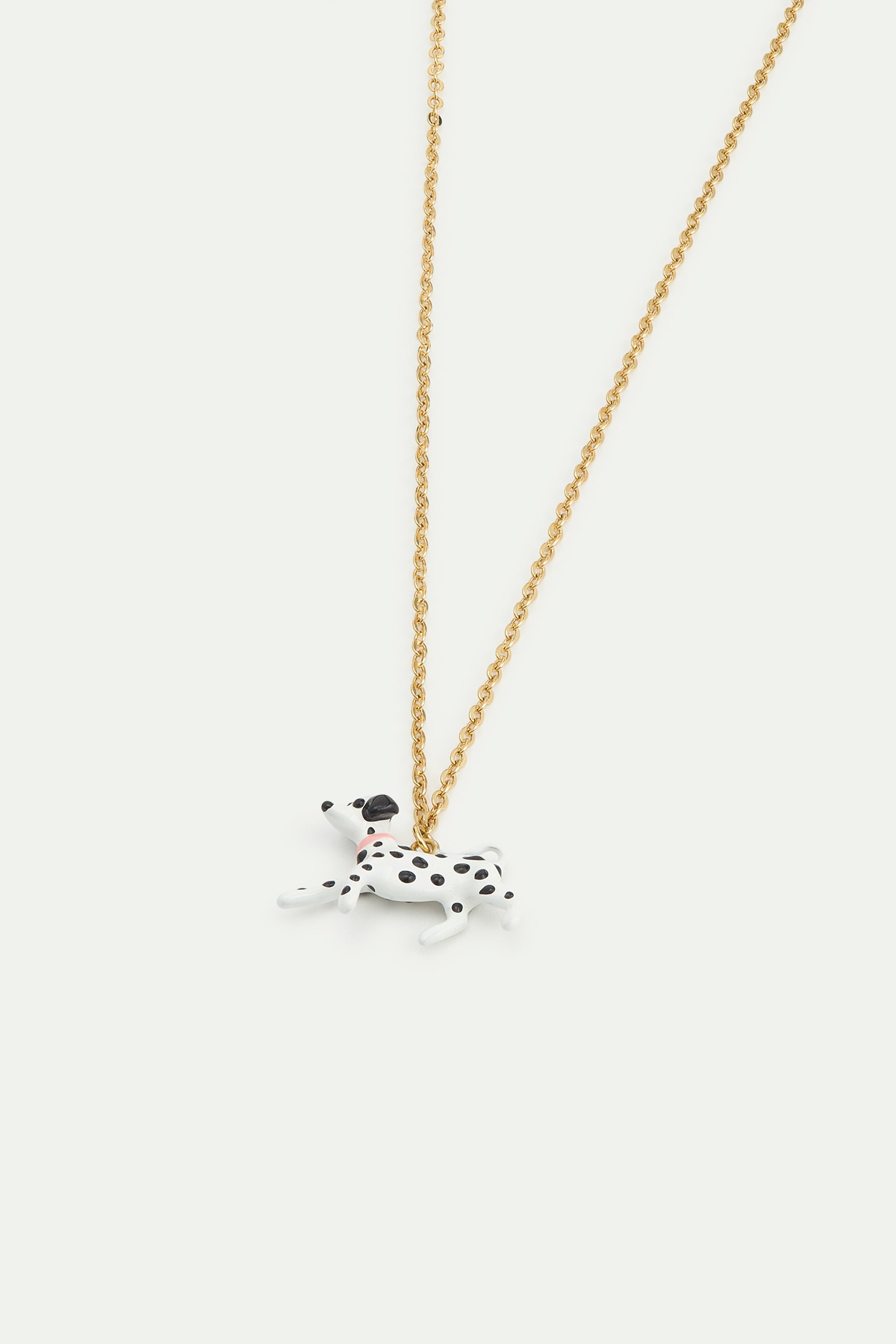 Black and white dalmatian pendant necklace