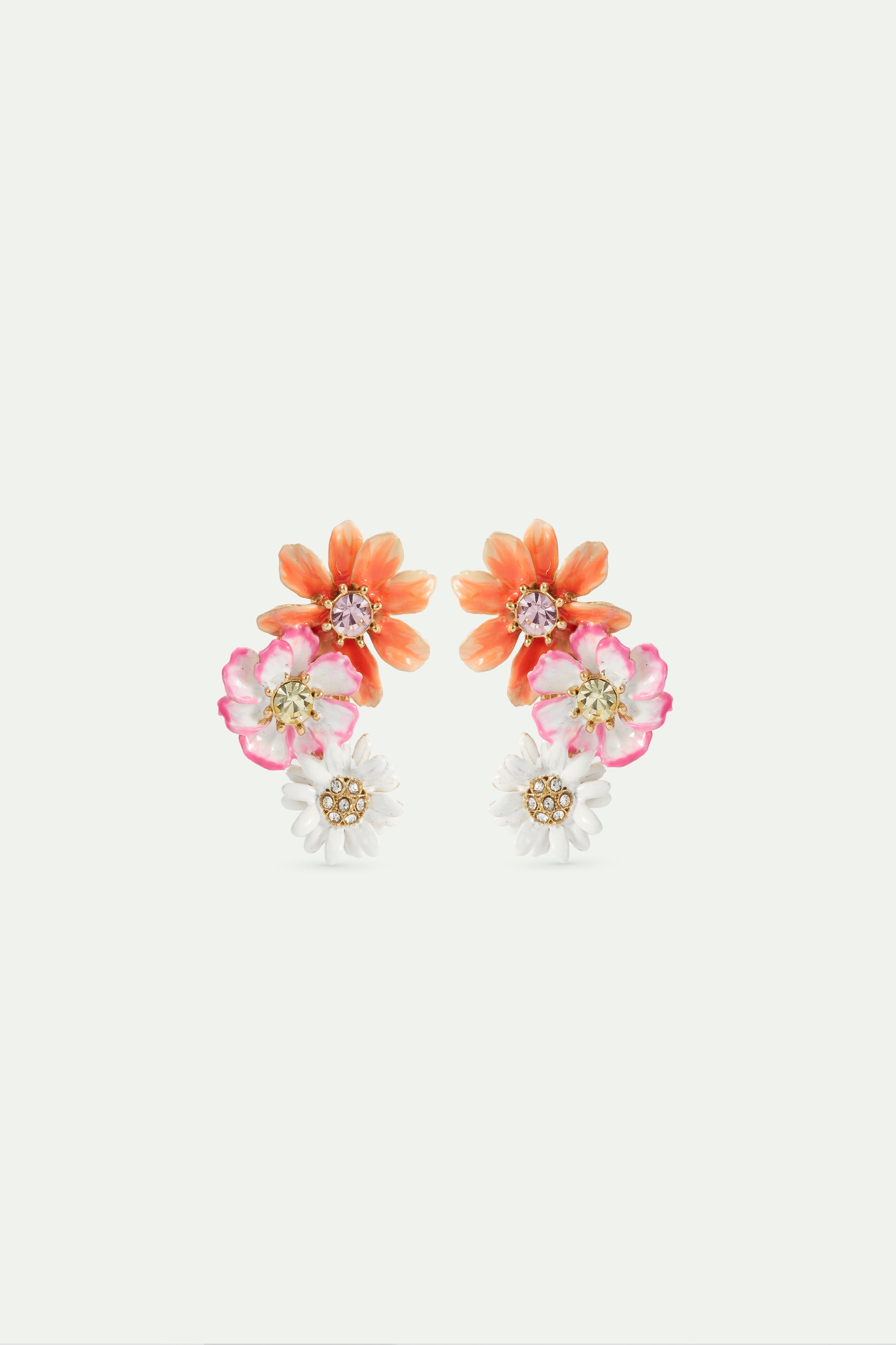 Daisy and zinnia flower earrings