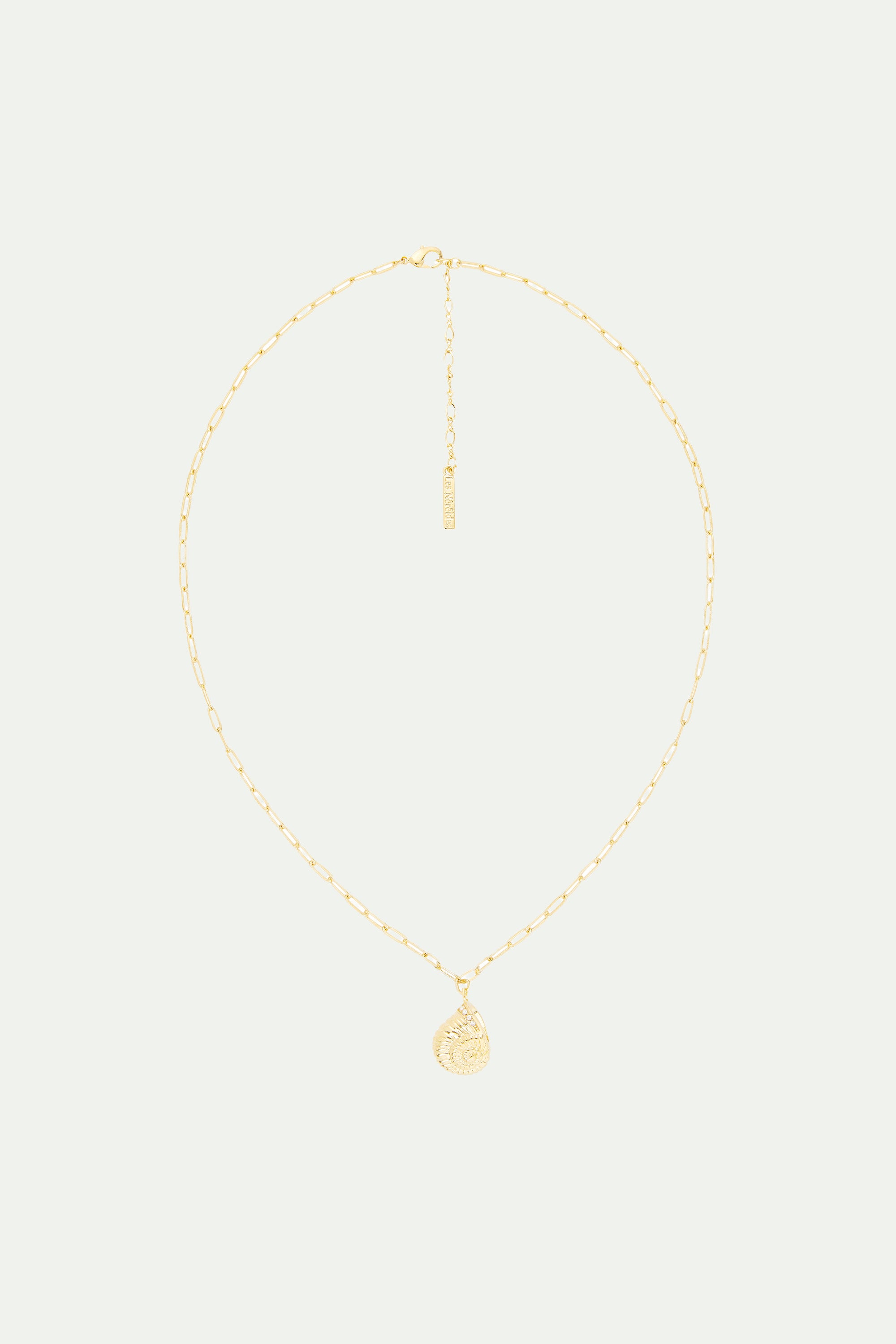 Golden snail and rectangle link chain necklace