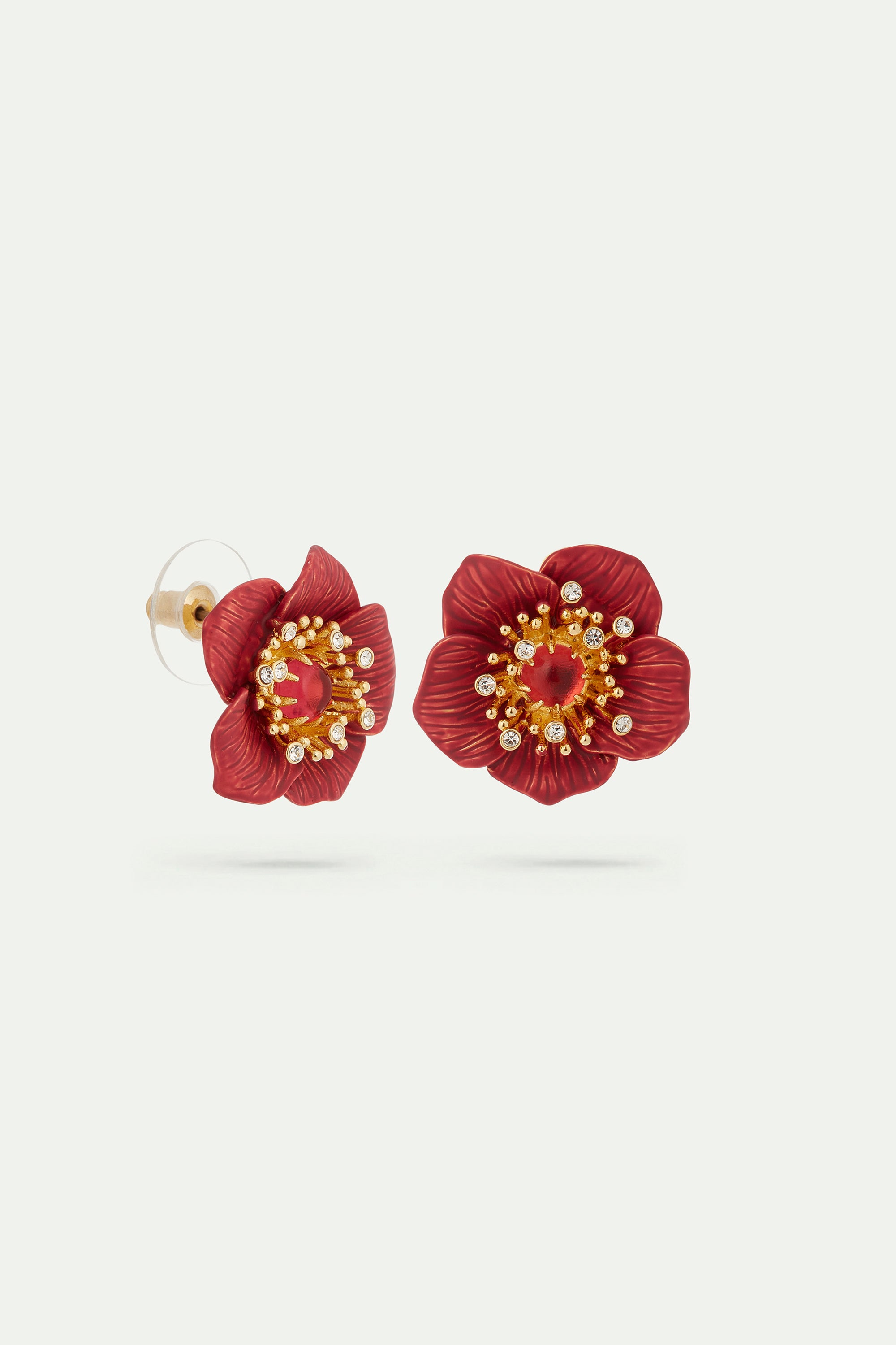 Red hellebore christmas flower earrings