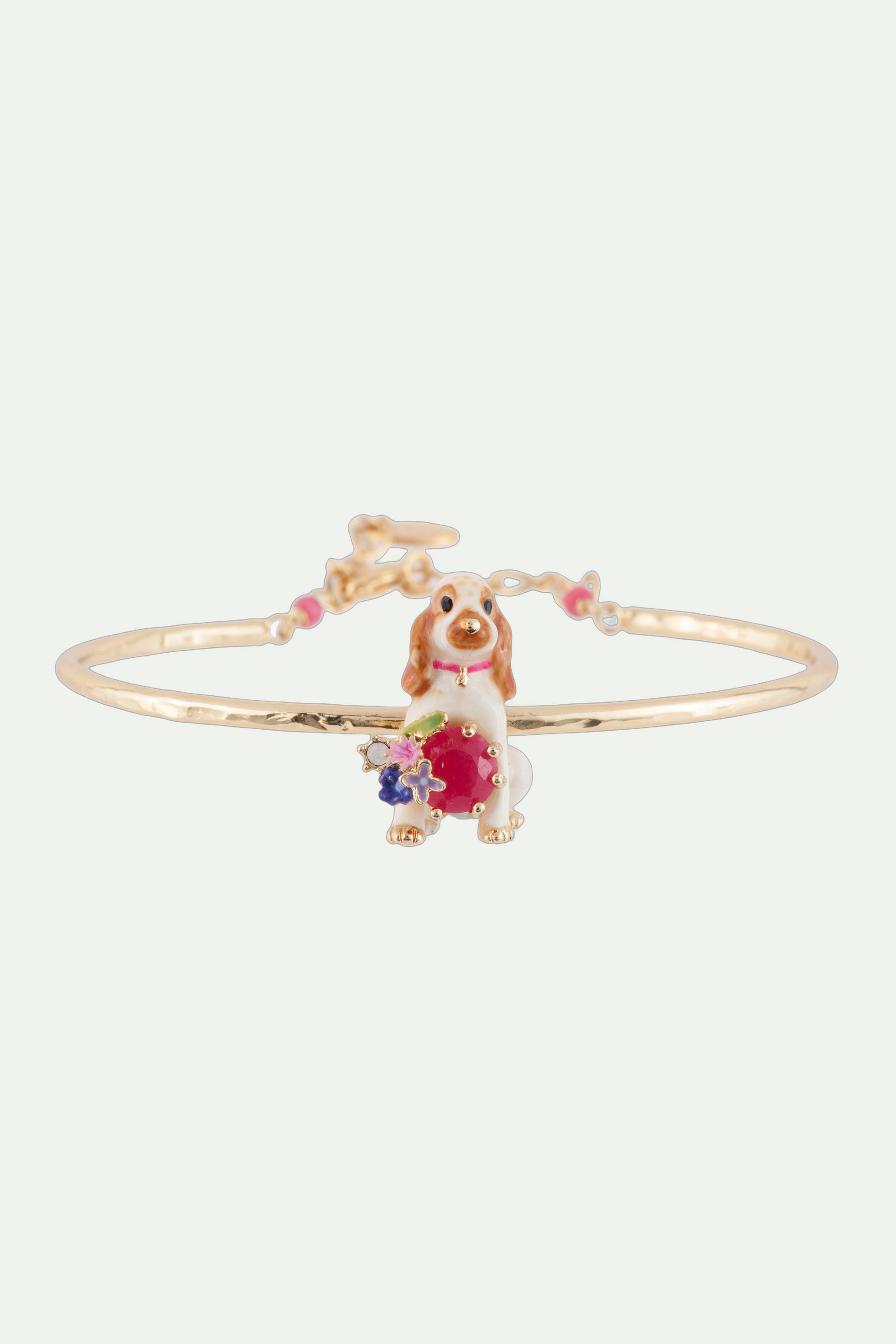 Semi-rigid Bracelet LES NEREIDES LOVES ANIMALS Cocker & blue stone DO