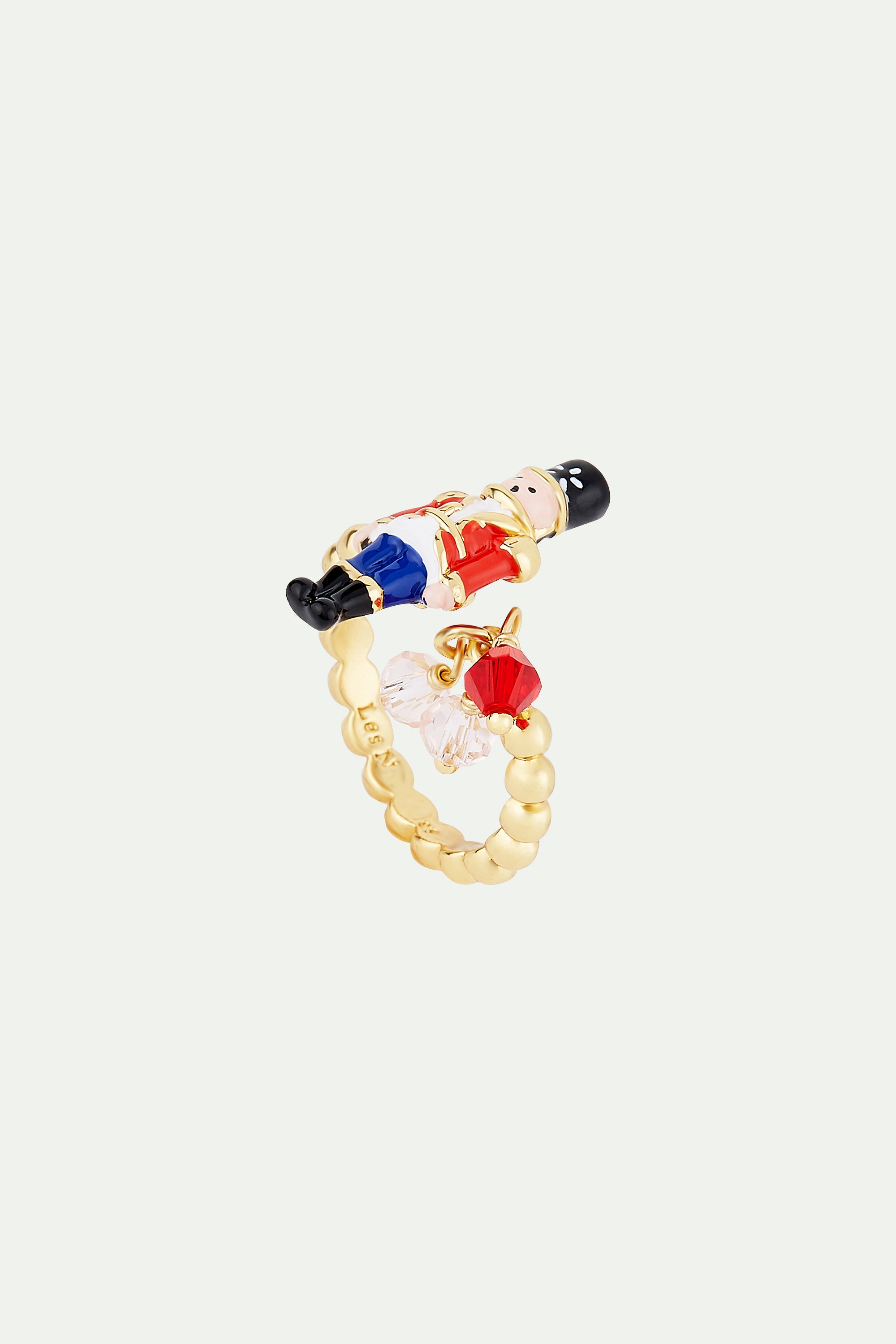 Nutcracker and Faceted Beads adjustable ring