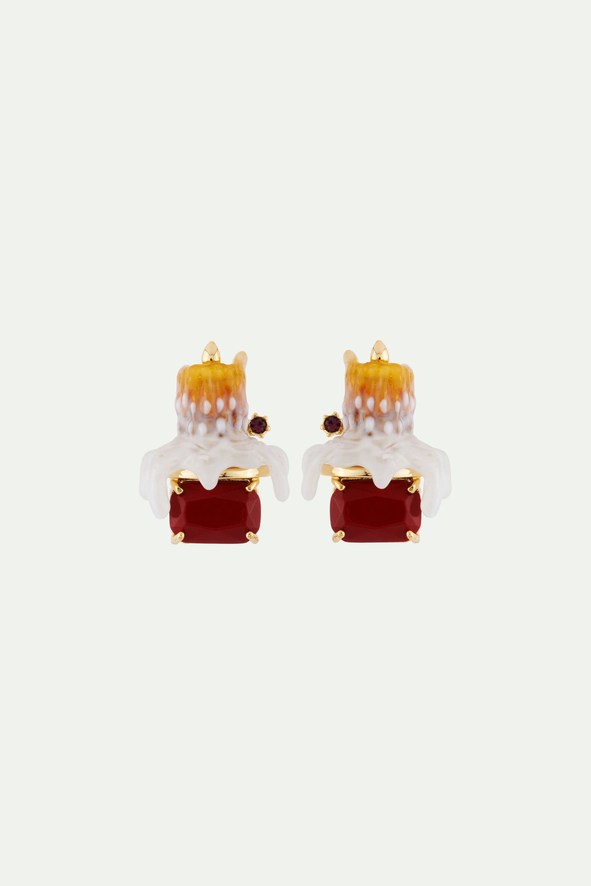 Candle on stone Clip on earrings