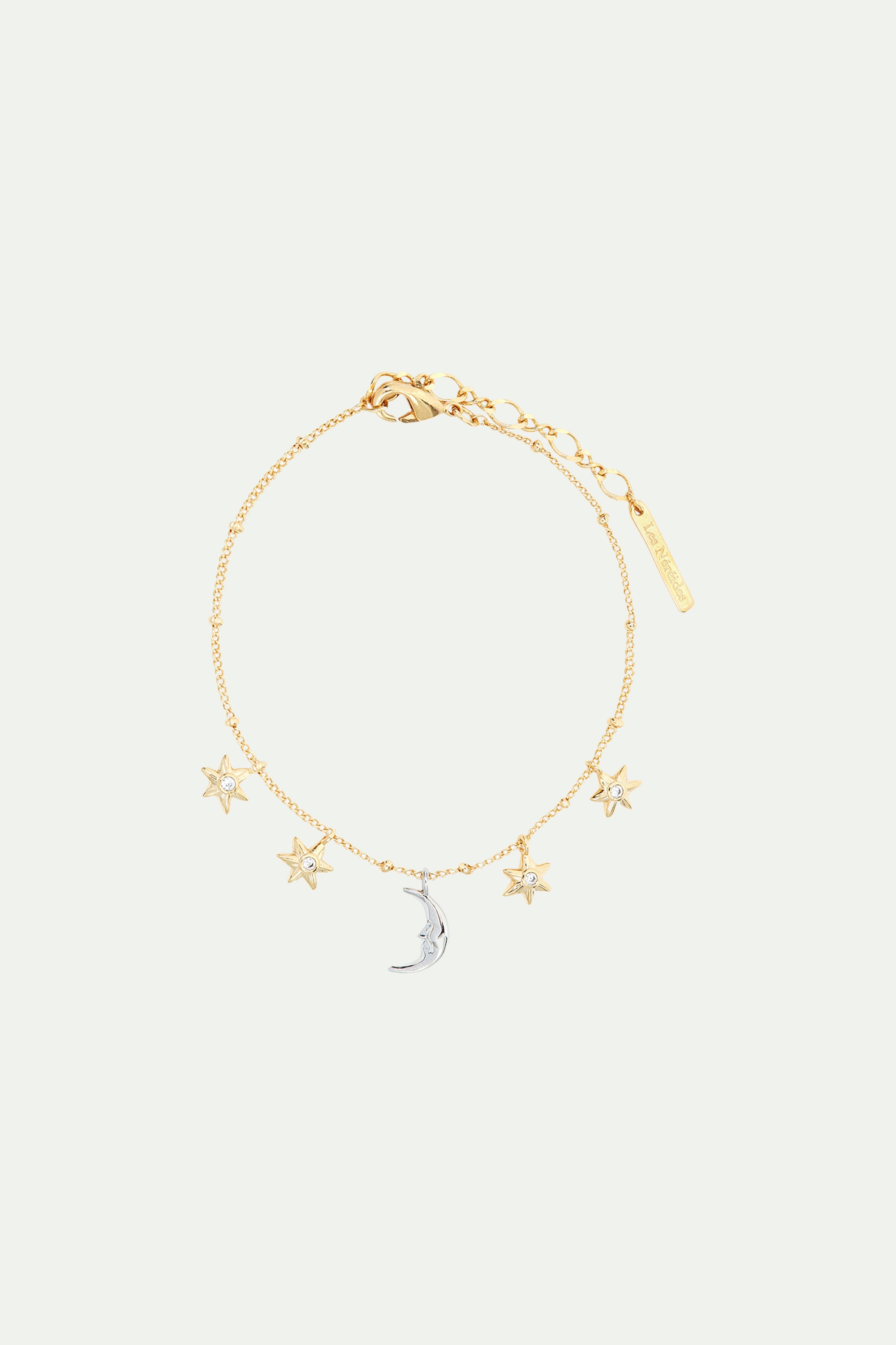 Stars and moon fine charm bracelet