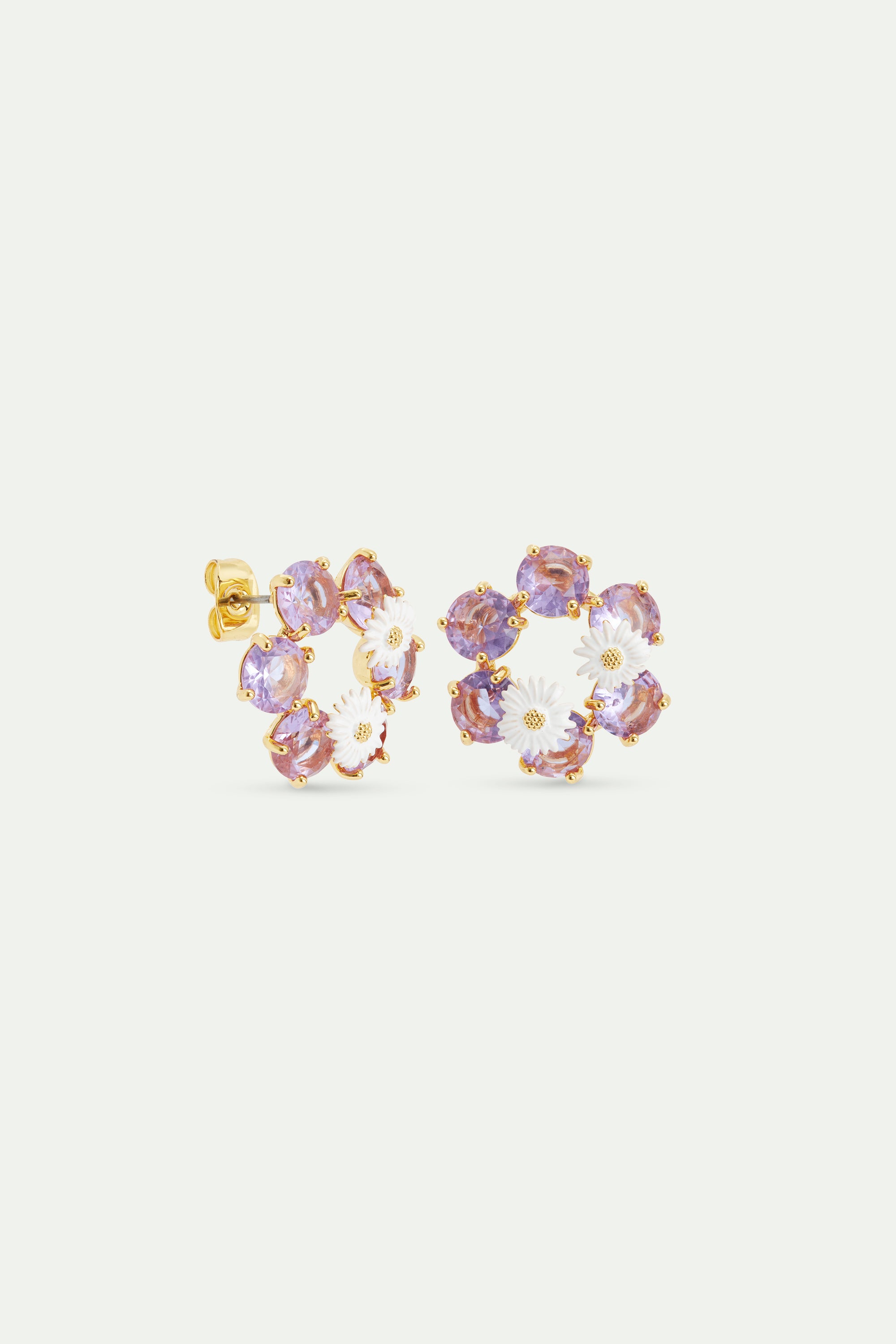 Lavender Diamantine six-stone earrings with daisies