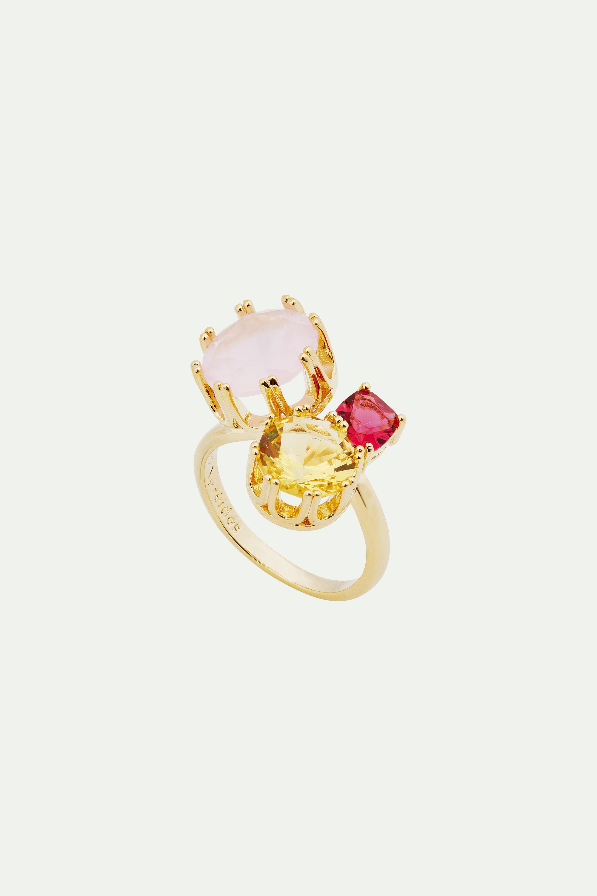 Pink and yellow stones you and me ajustable ring