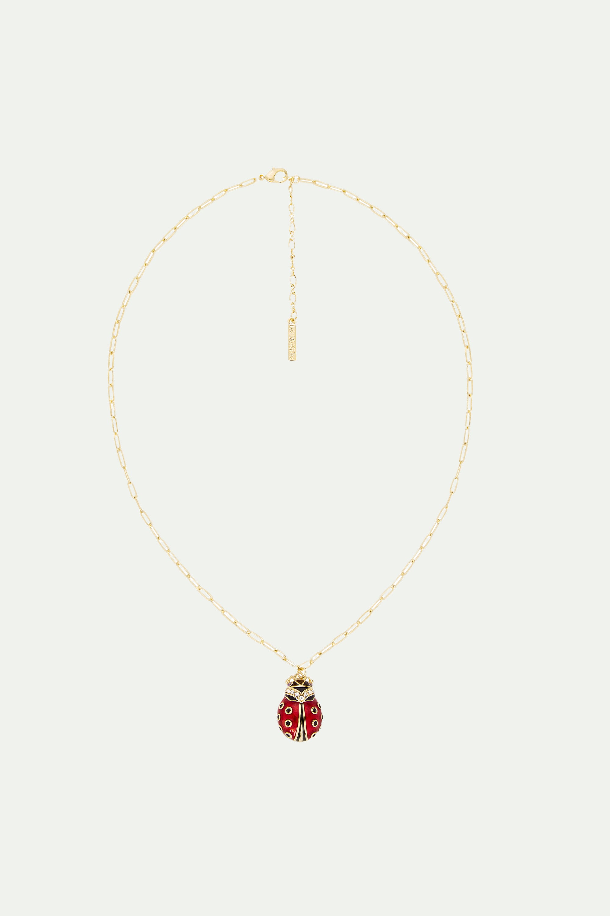 Ladybird and rectangle link chain necklace