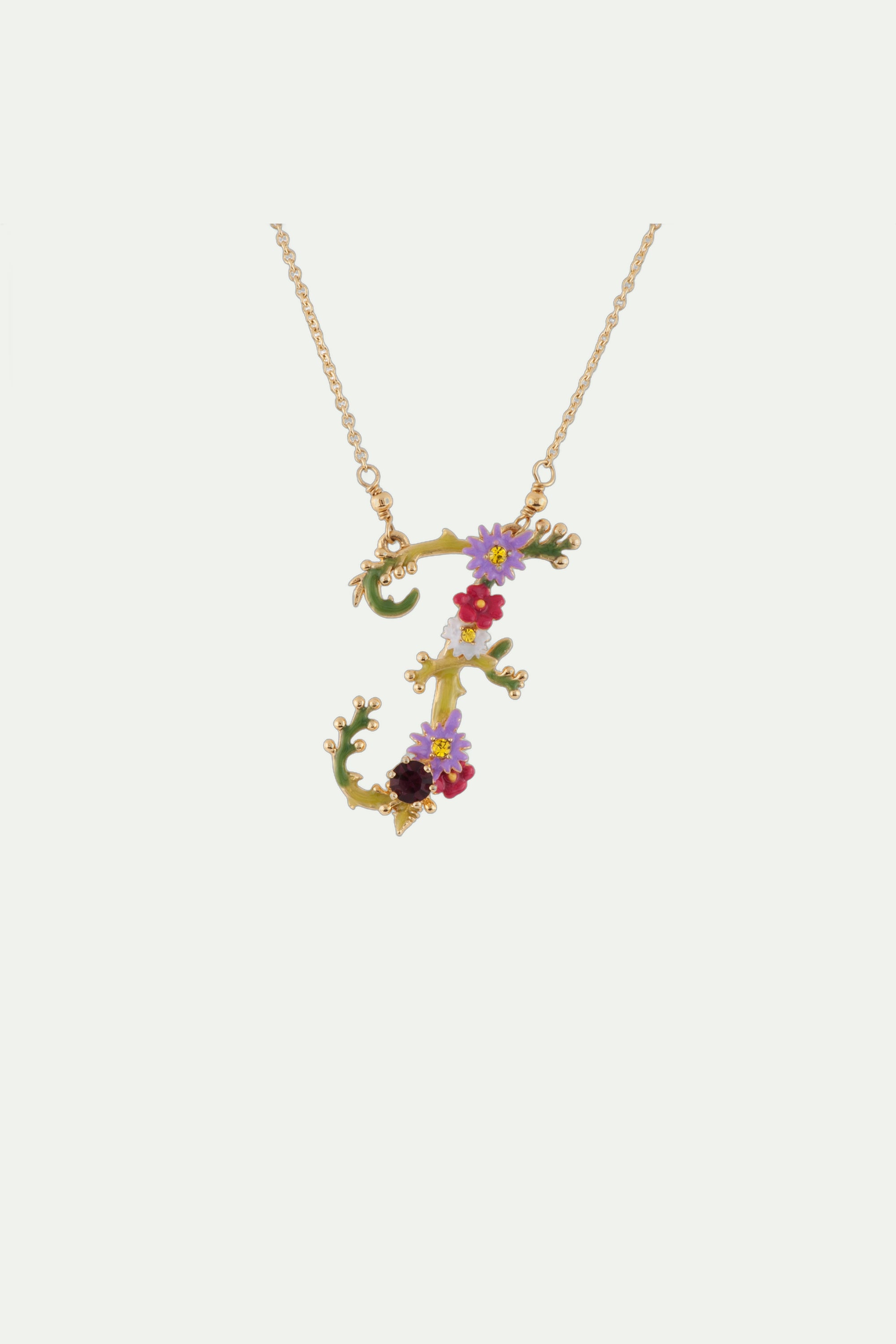 Necklace 38+4cm LETTRES FLORALES Letter F