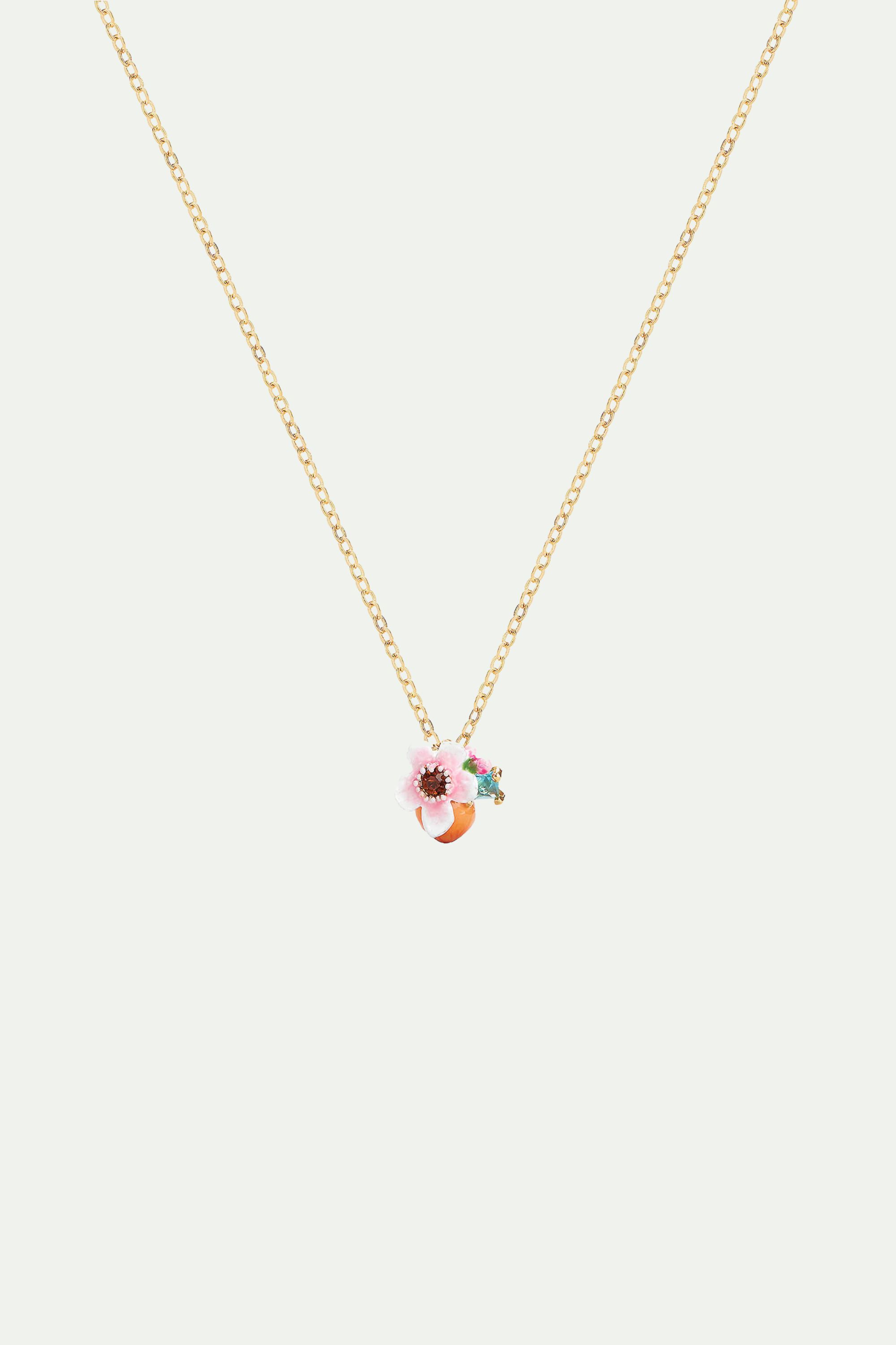 Apricot and flower pendant necklace