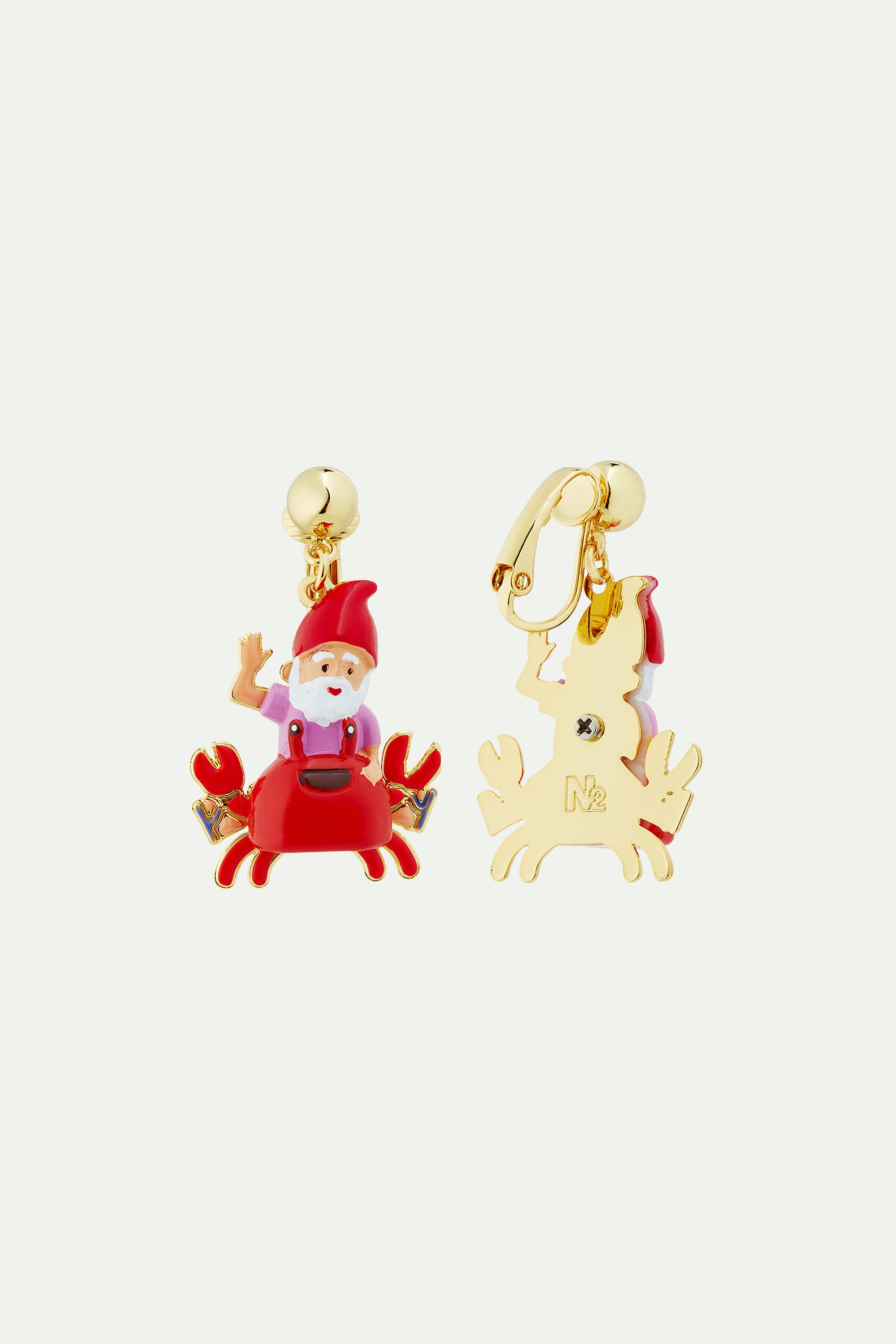 Garden gnome and red crab post earrings