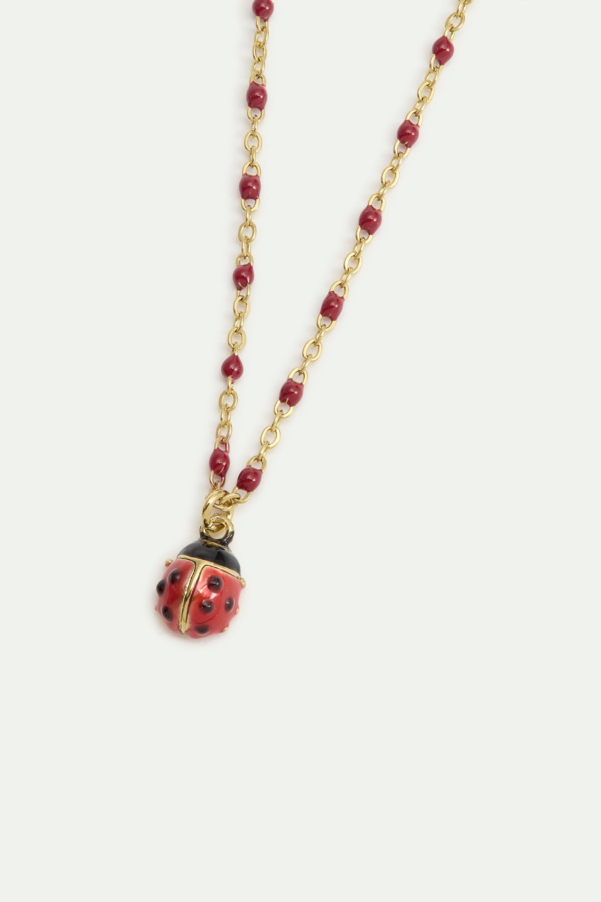 Red and black ladybird pendant necklace