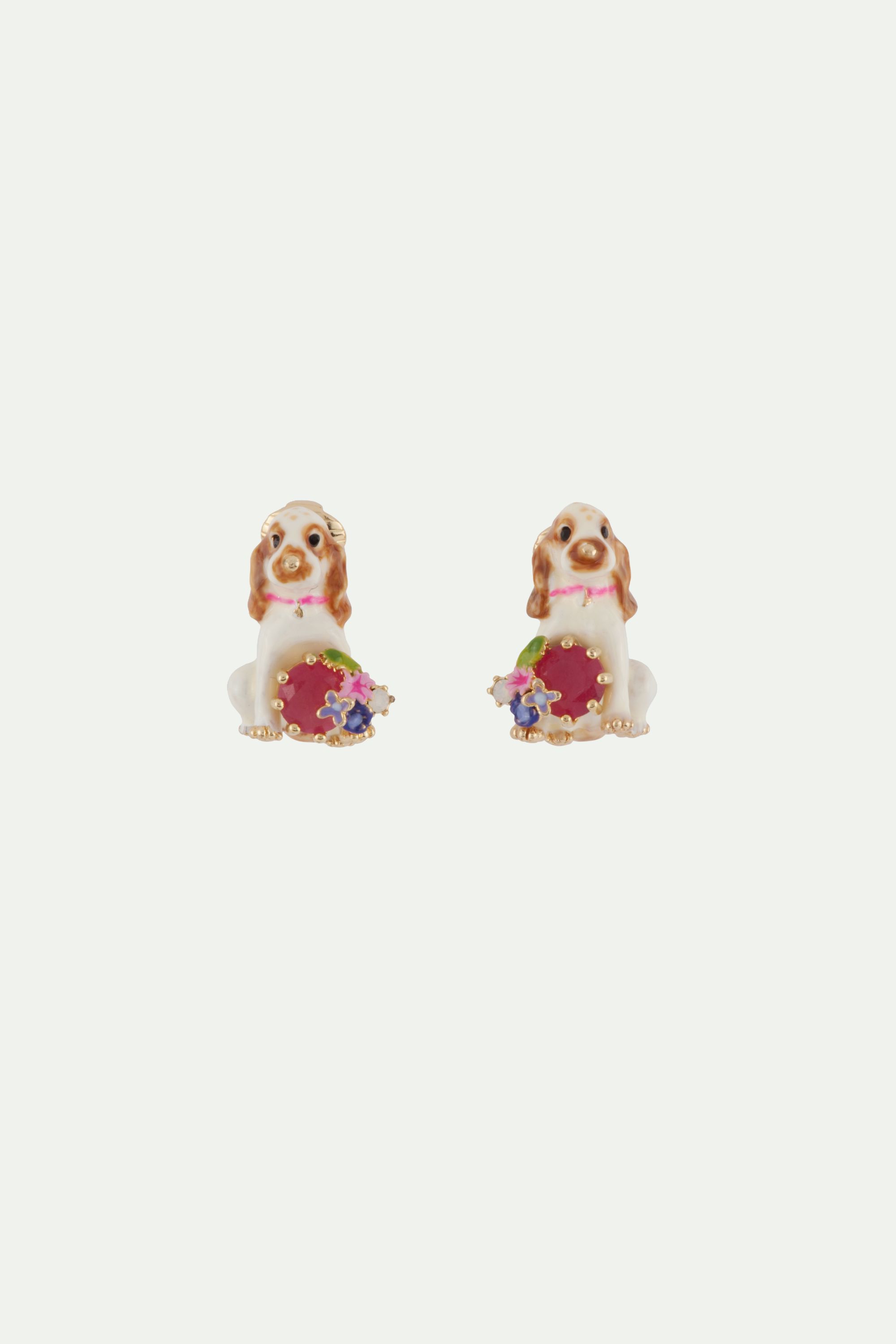 Clip Earrings LES NEREIDES LOVES ANIMALS Cocker & blue stone DOG