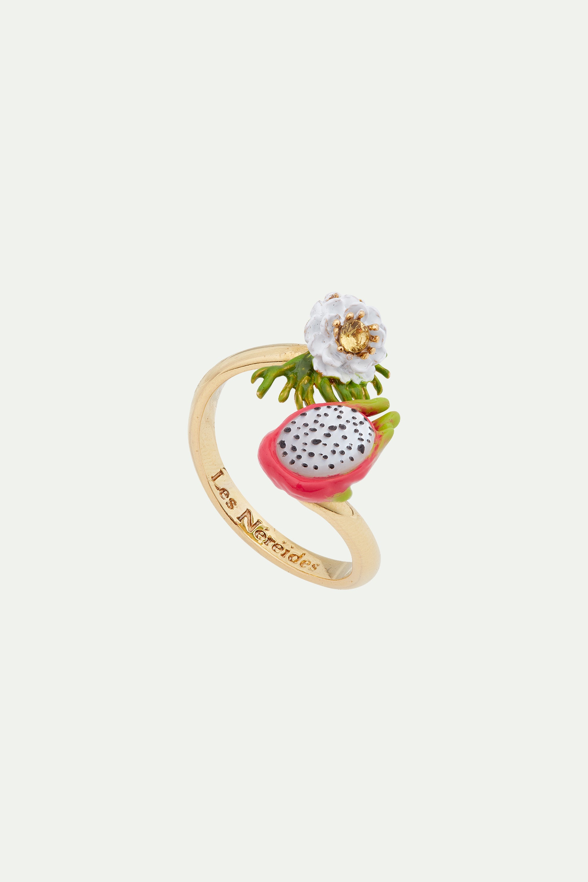 Dragon fruit and pitaya flower you and me adjustable ring