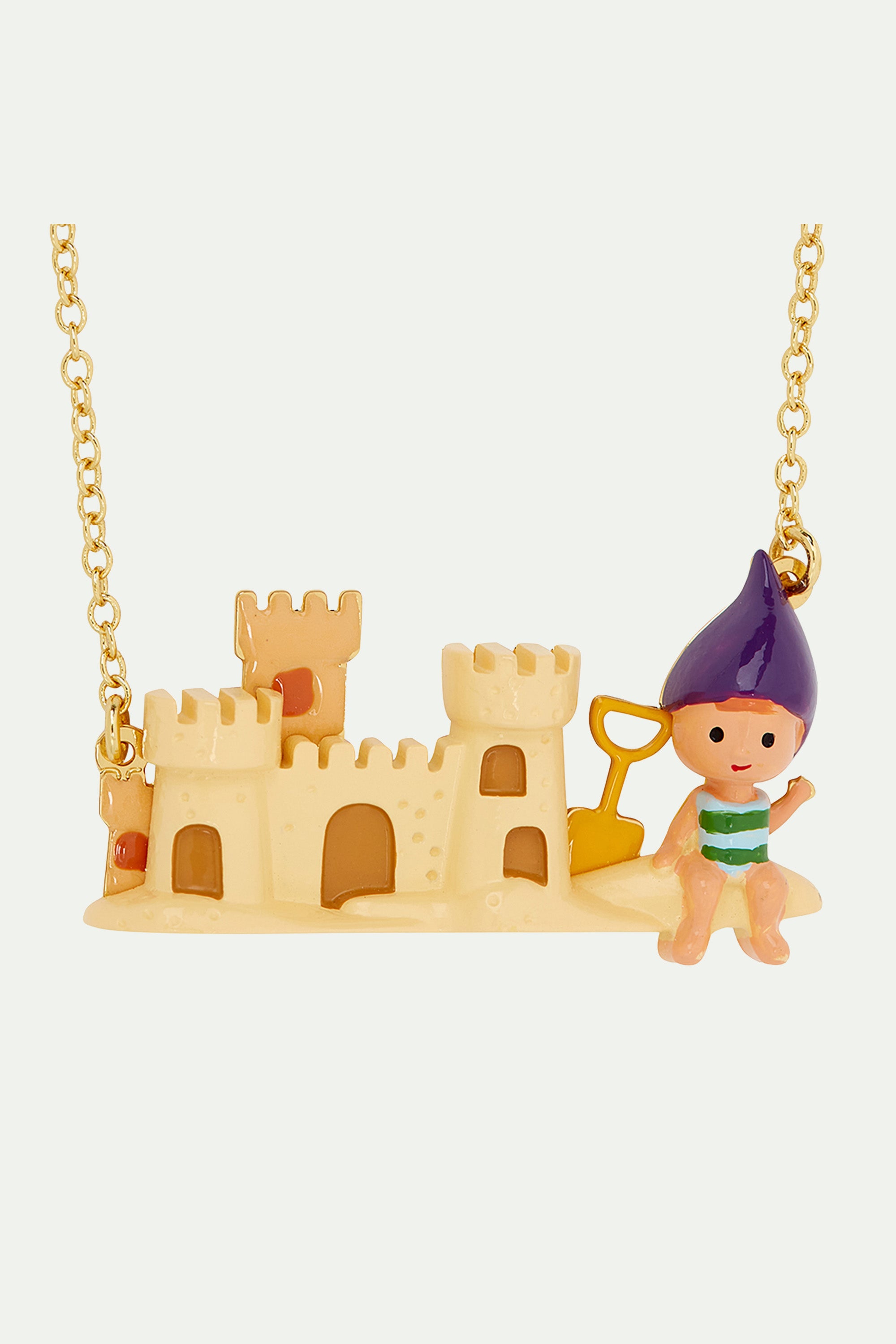 Little garden gnome and sandcastle statement necklace