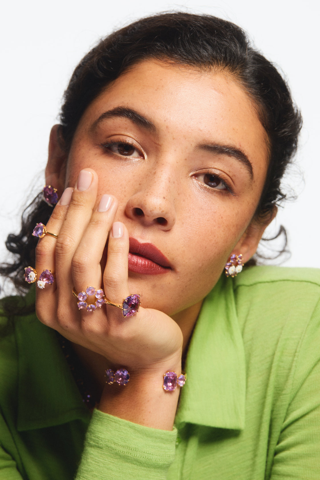 Lavender Diamantine four stone cuff bracelet