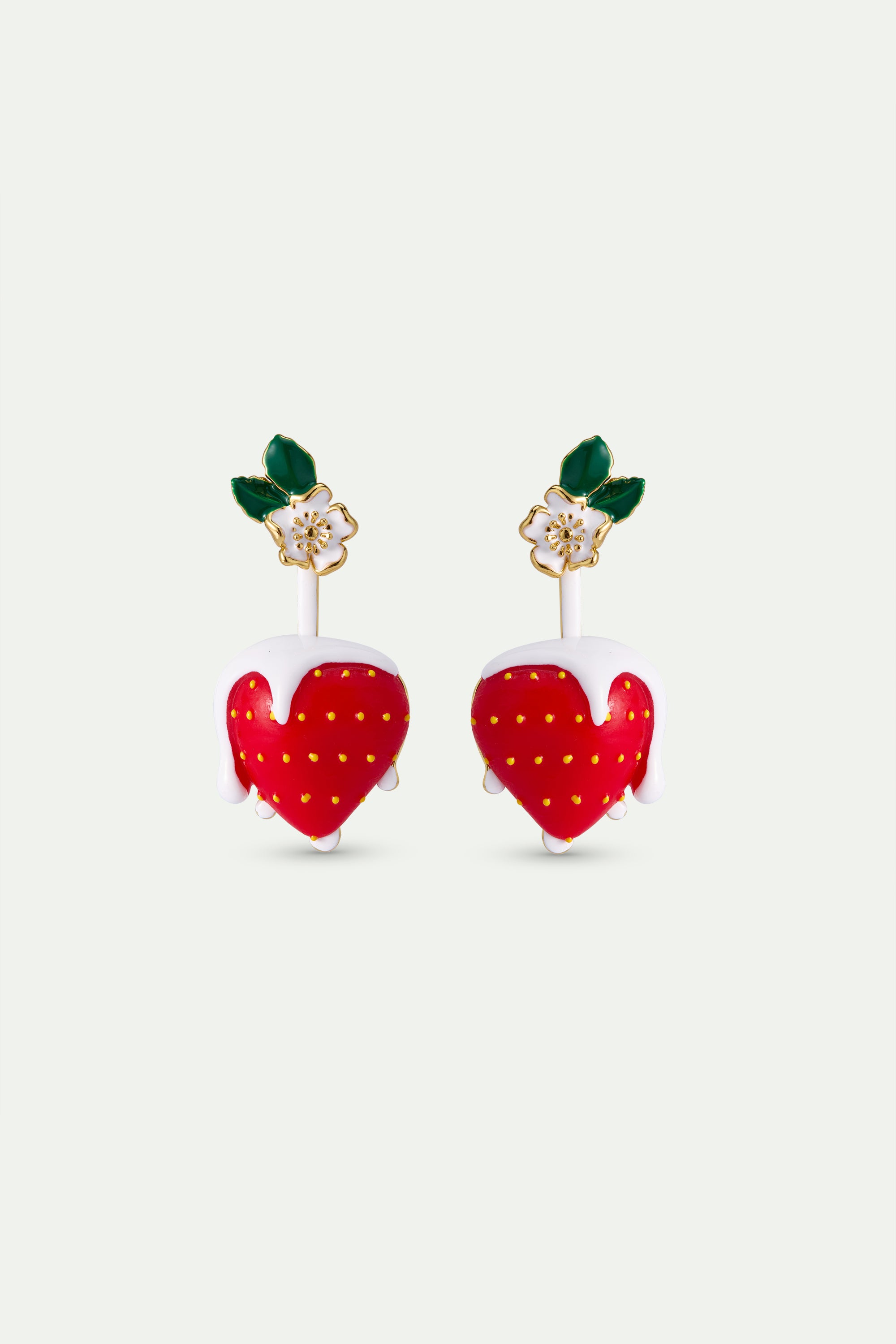 Strawberry and cream with white flower earrings