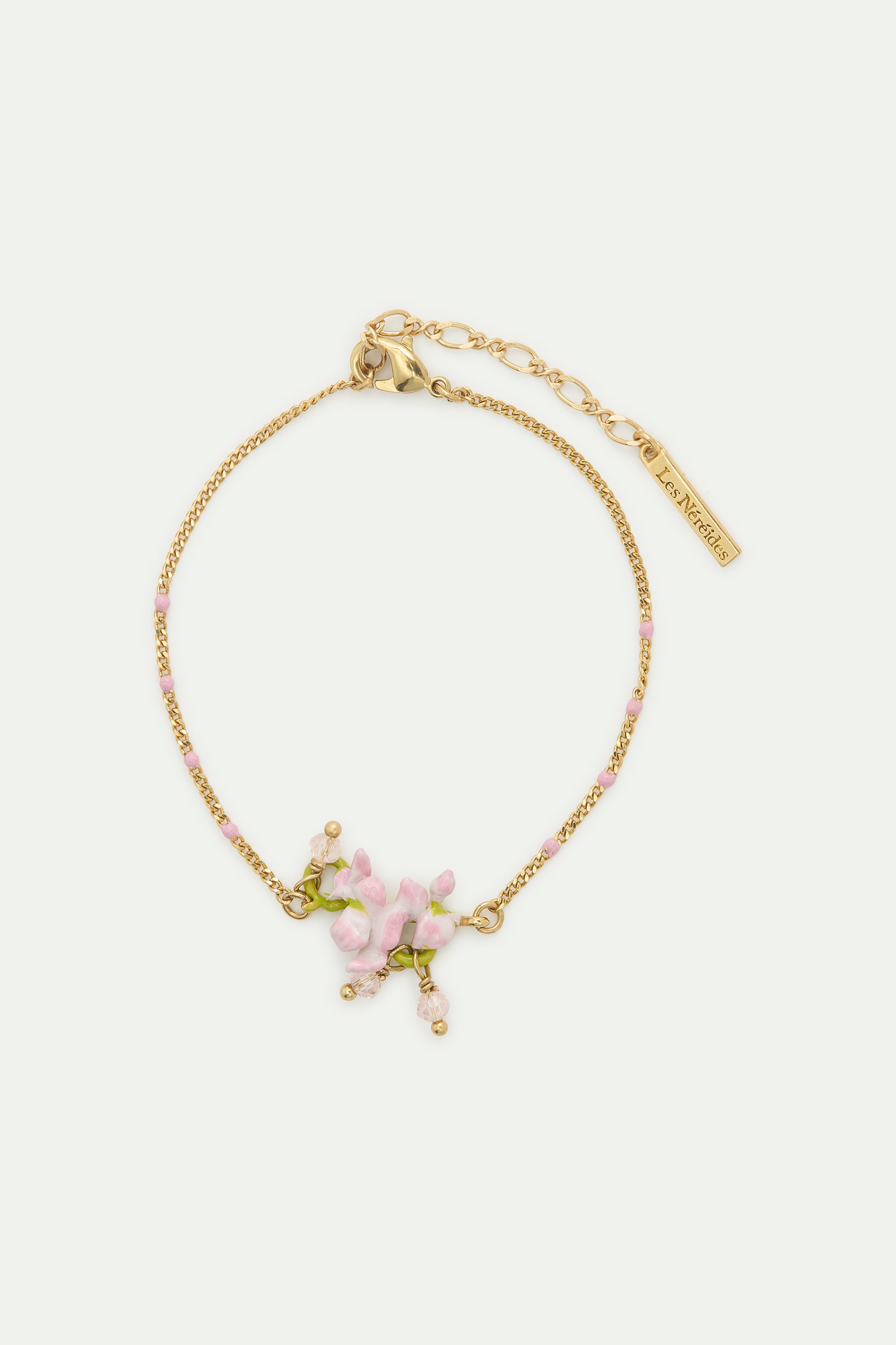 Fine bracelet pink wisteria bracelet with faceted crystal beads