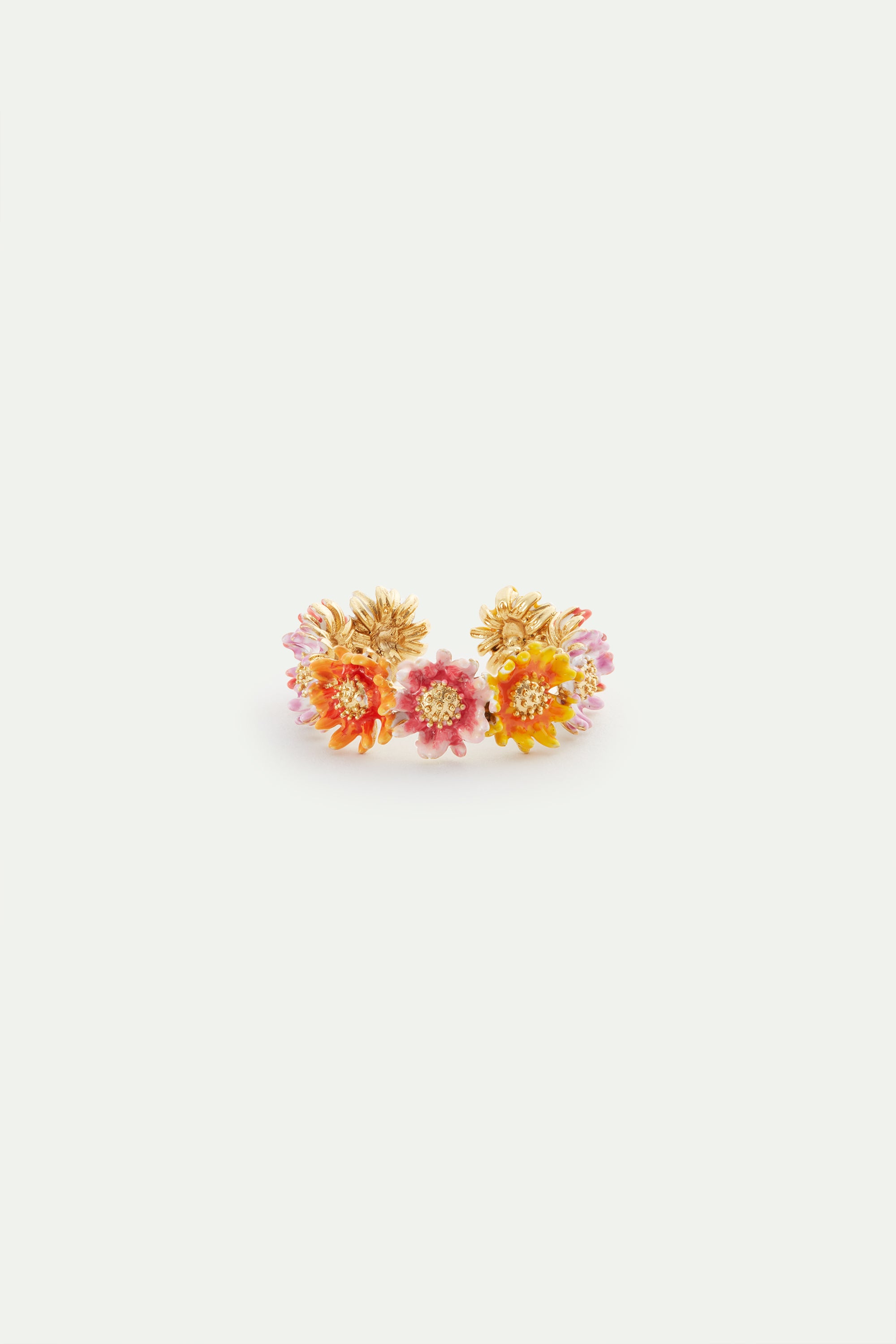 Daisy and zinnia crown adjustable ring