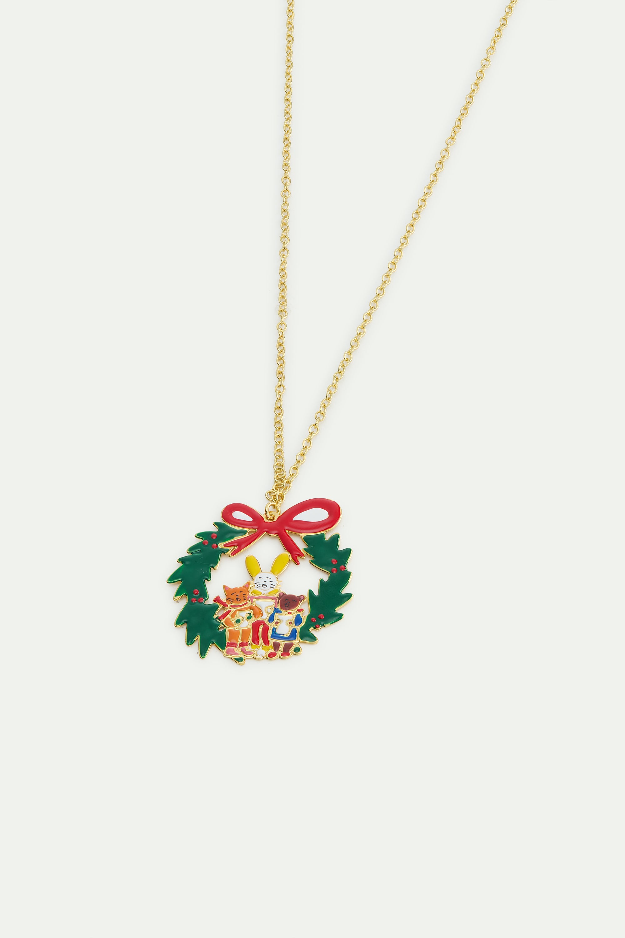 Wreath and christmas carols pendant necklace