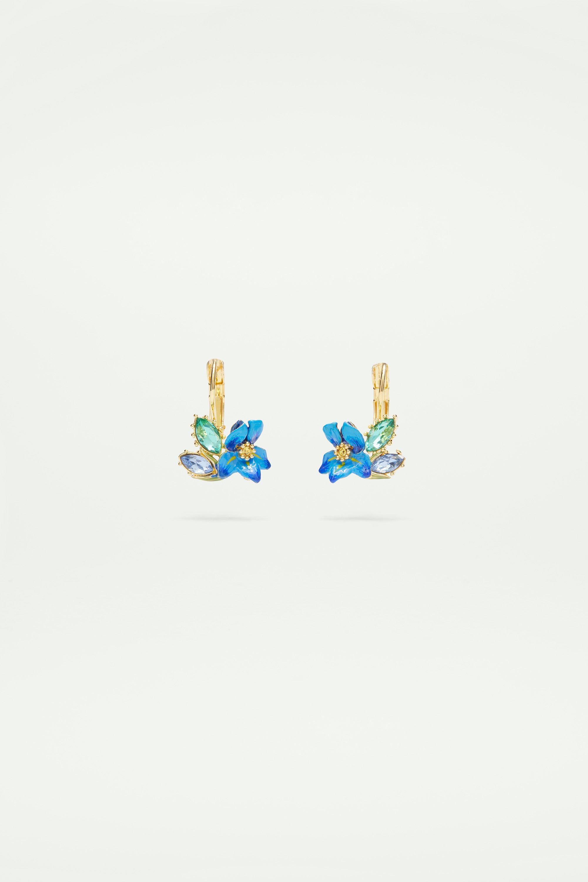 Siberian Iris and Faceted glass sleeper earrings