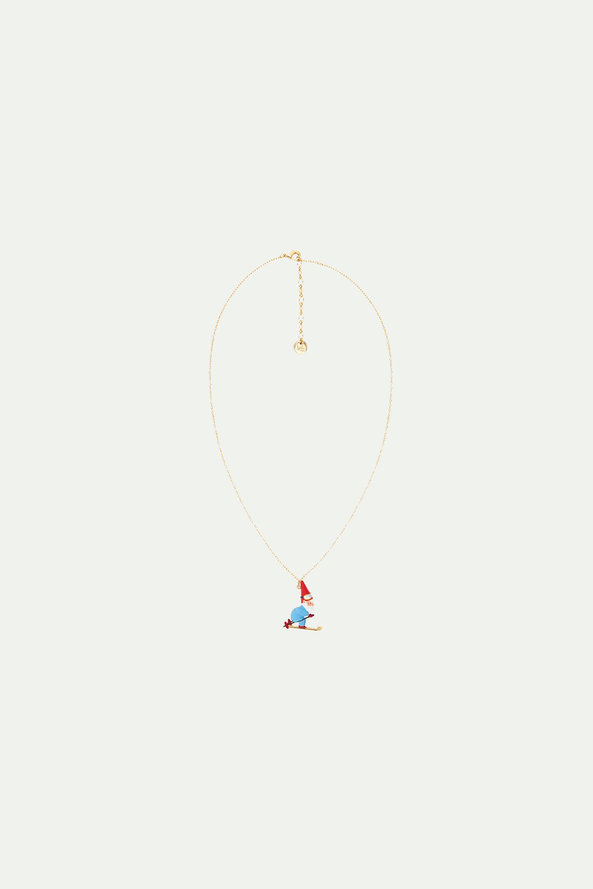 Garden gnomes and ski pendant necklace