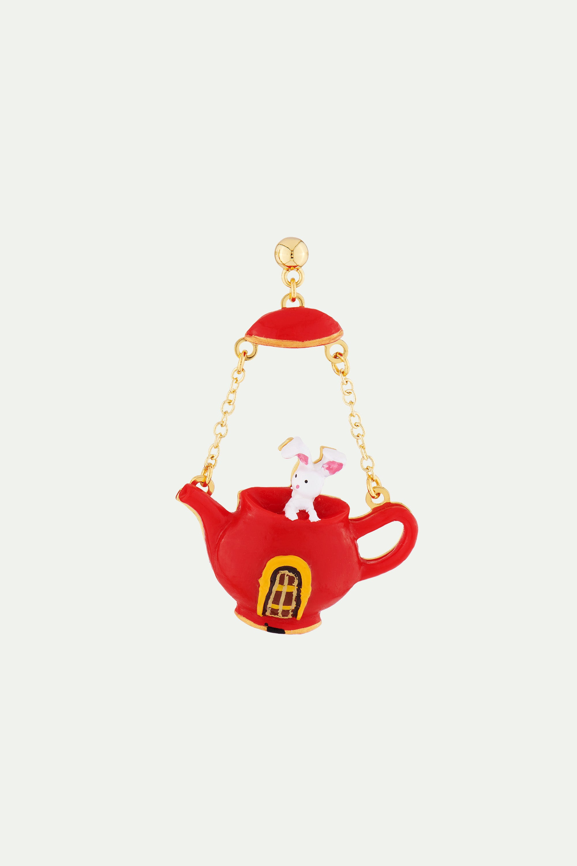 Alice and White Rabbit in a Teapot Asymmetrical Stud Earrings