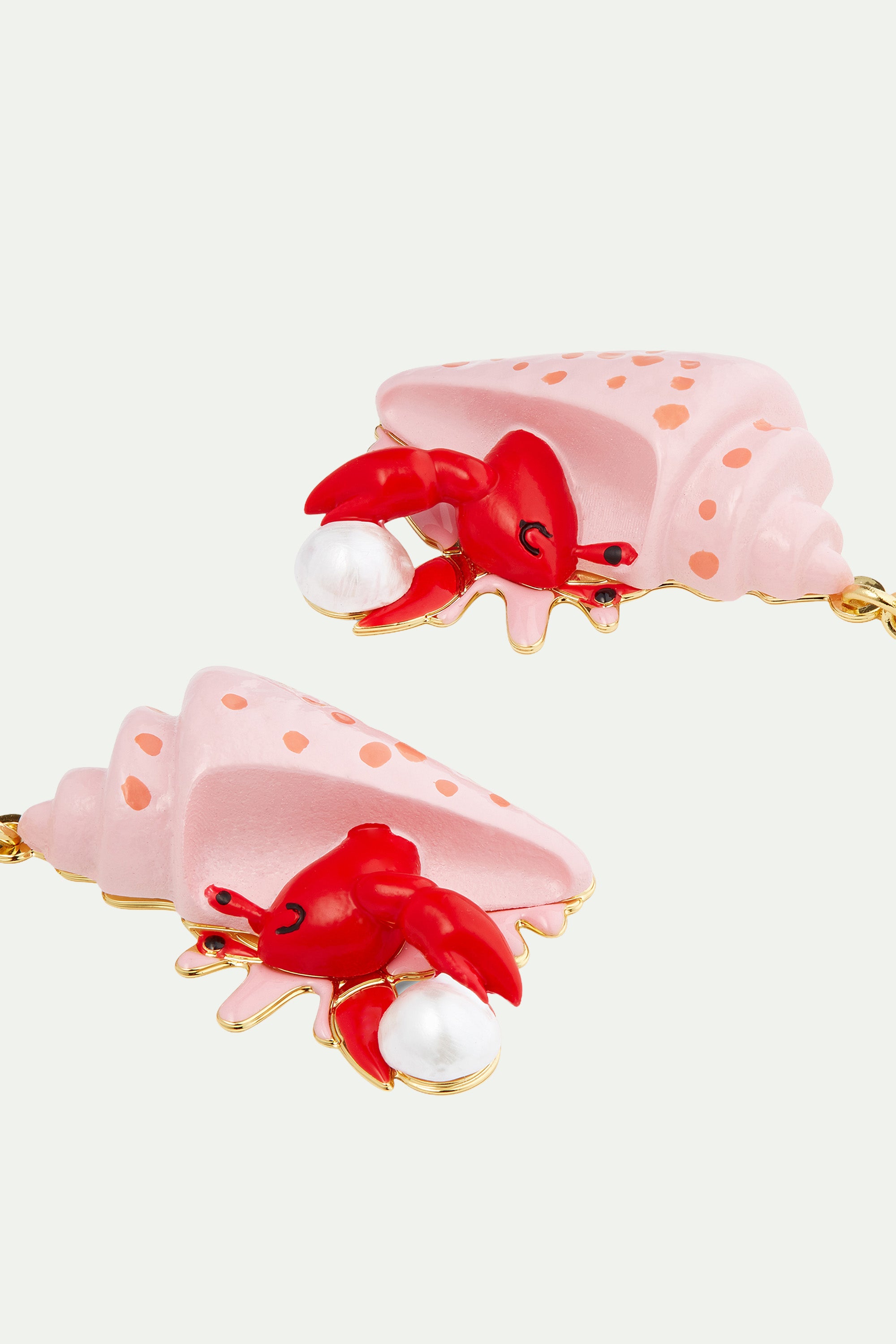 Hermit crab and pearl earrings